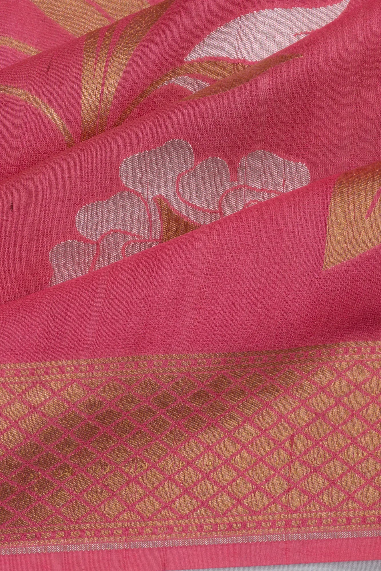 Banarasi Tussar Georgette Brocade Pink Saree