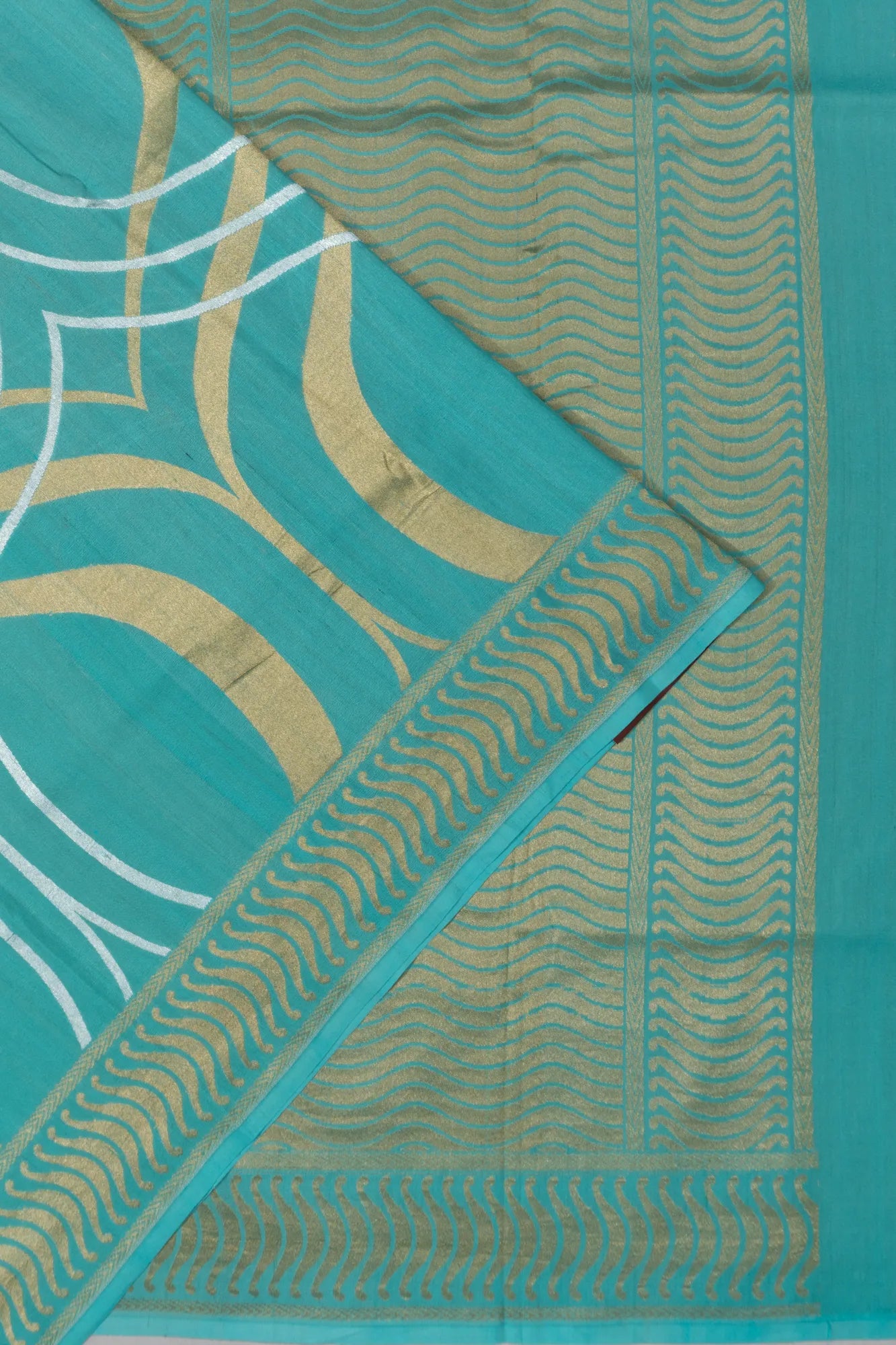 Banarasi Tussar Georgette Brocade Sea Blue Saree