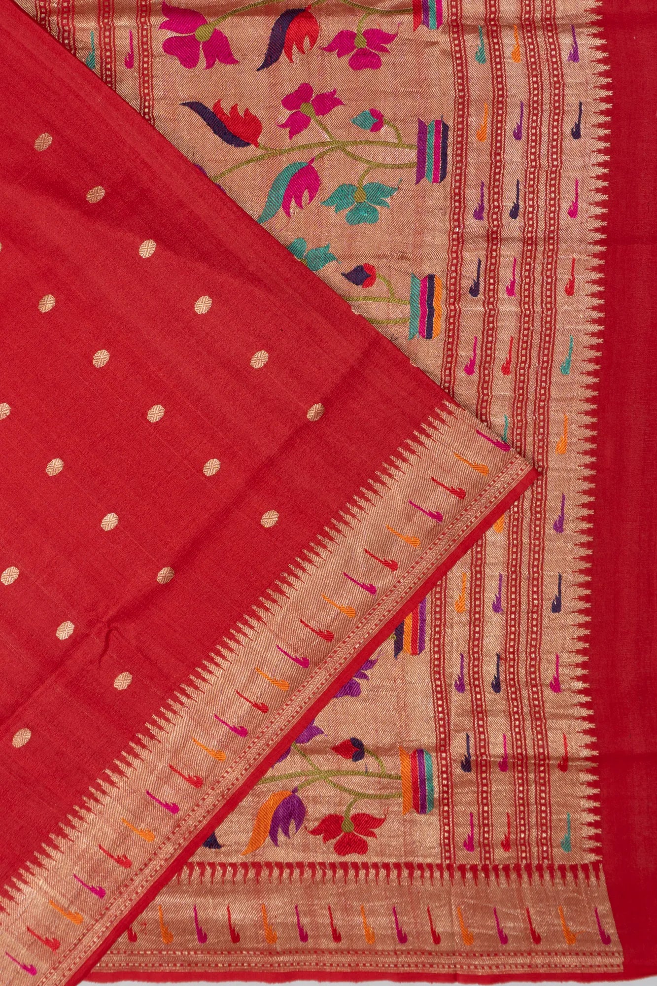 Banarasi Tussar Georgette Brocade Red Saree