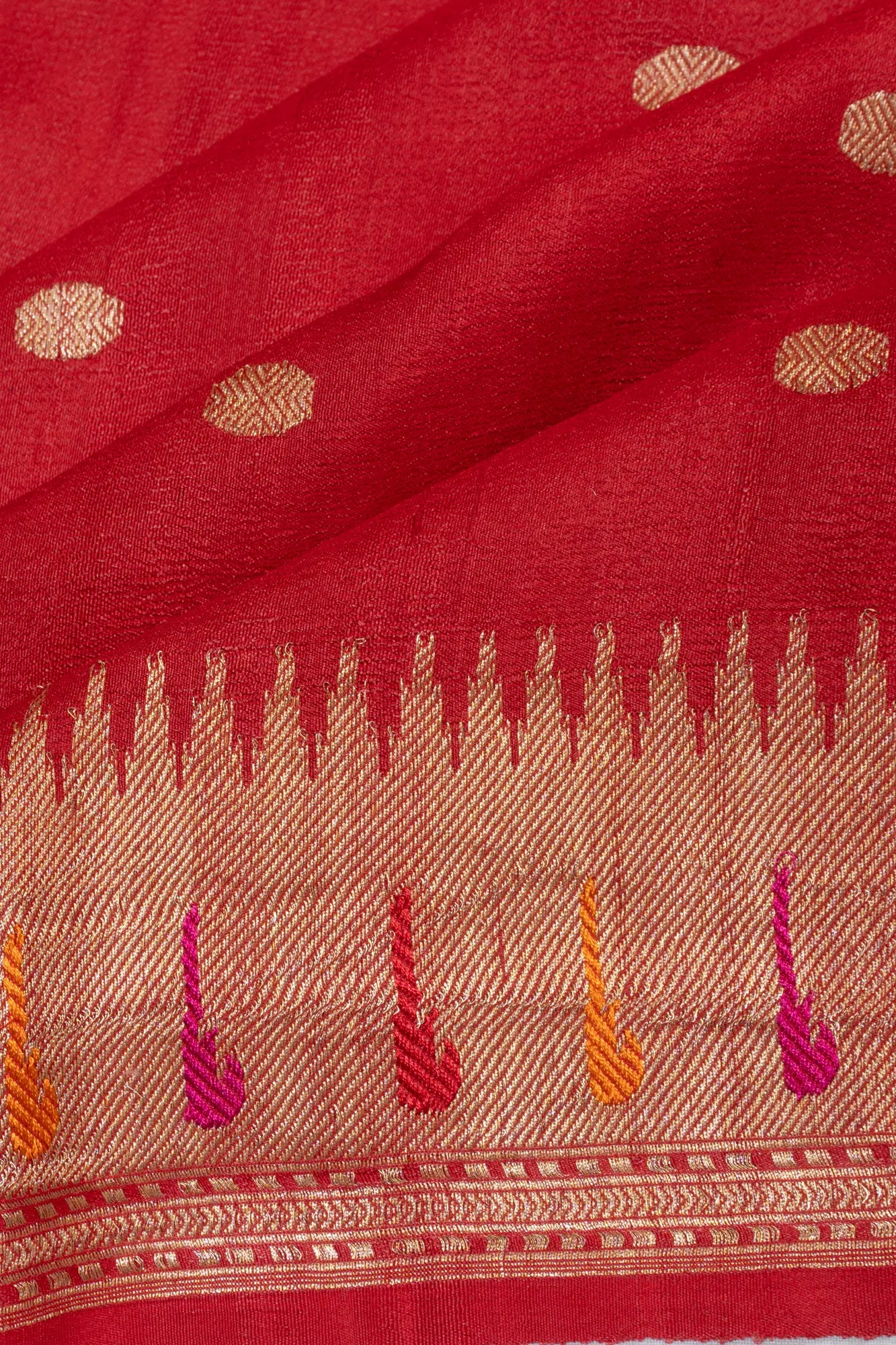 Banarasi Tussar Georgette Brocade Red Saree