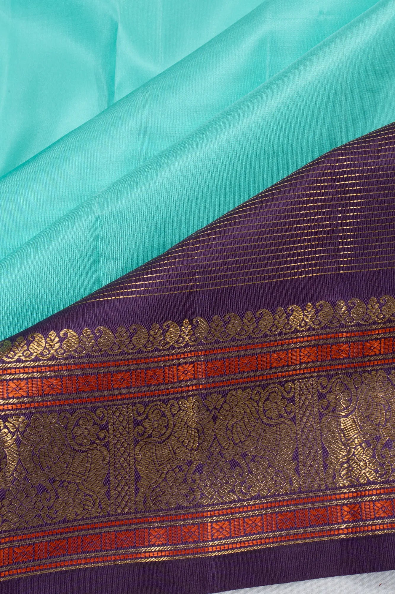 Classic Kanchipuram Silk Plain Sky Blue Saree