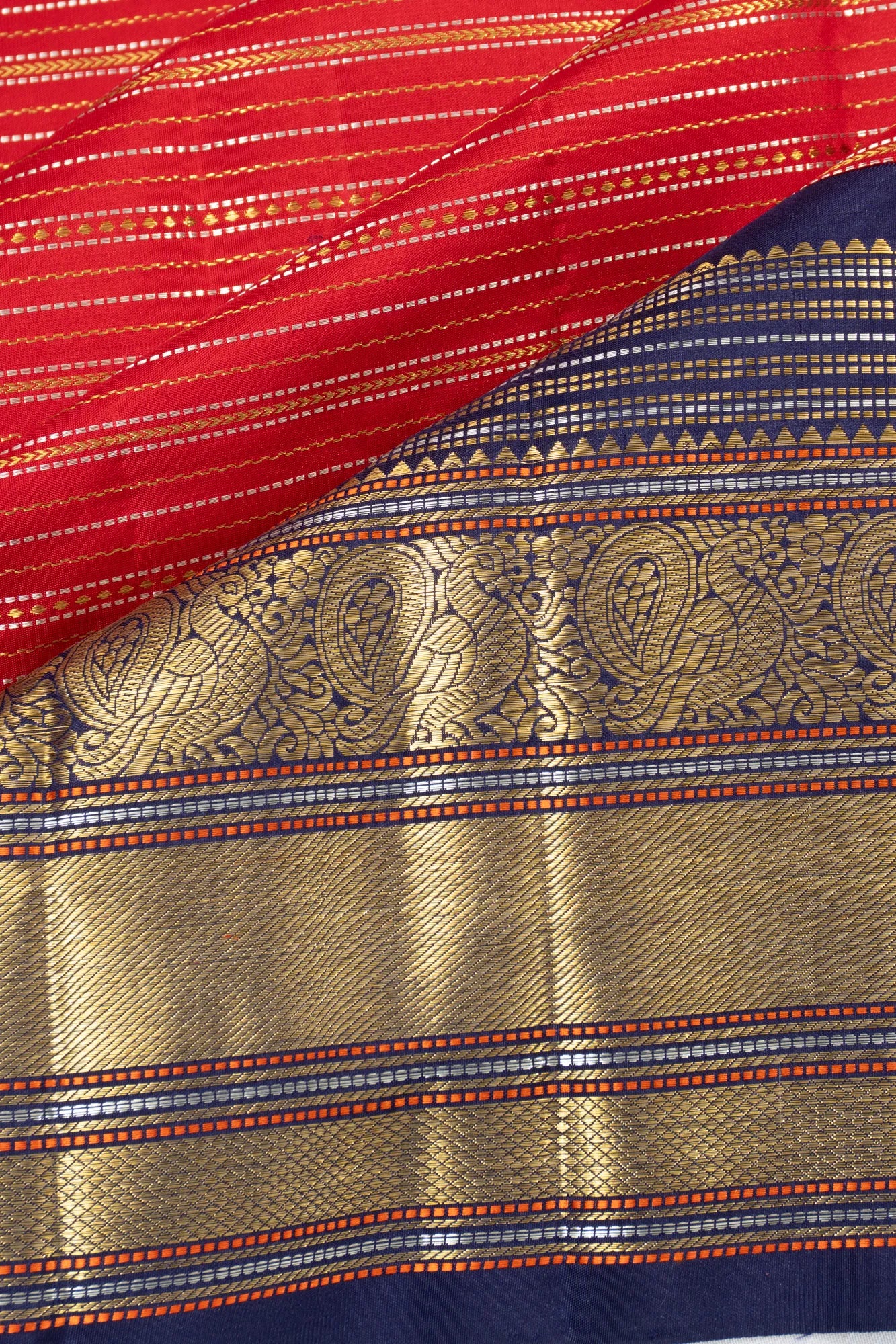 Classic Classic Kanchipuram Silk Brocade Vermilion Red Saree