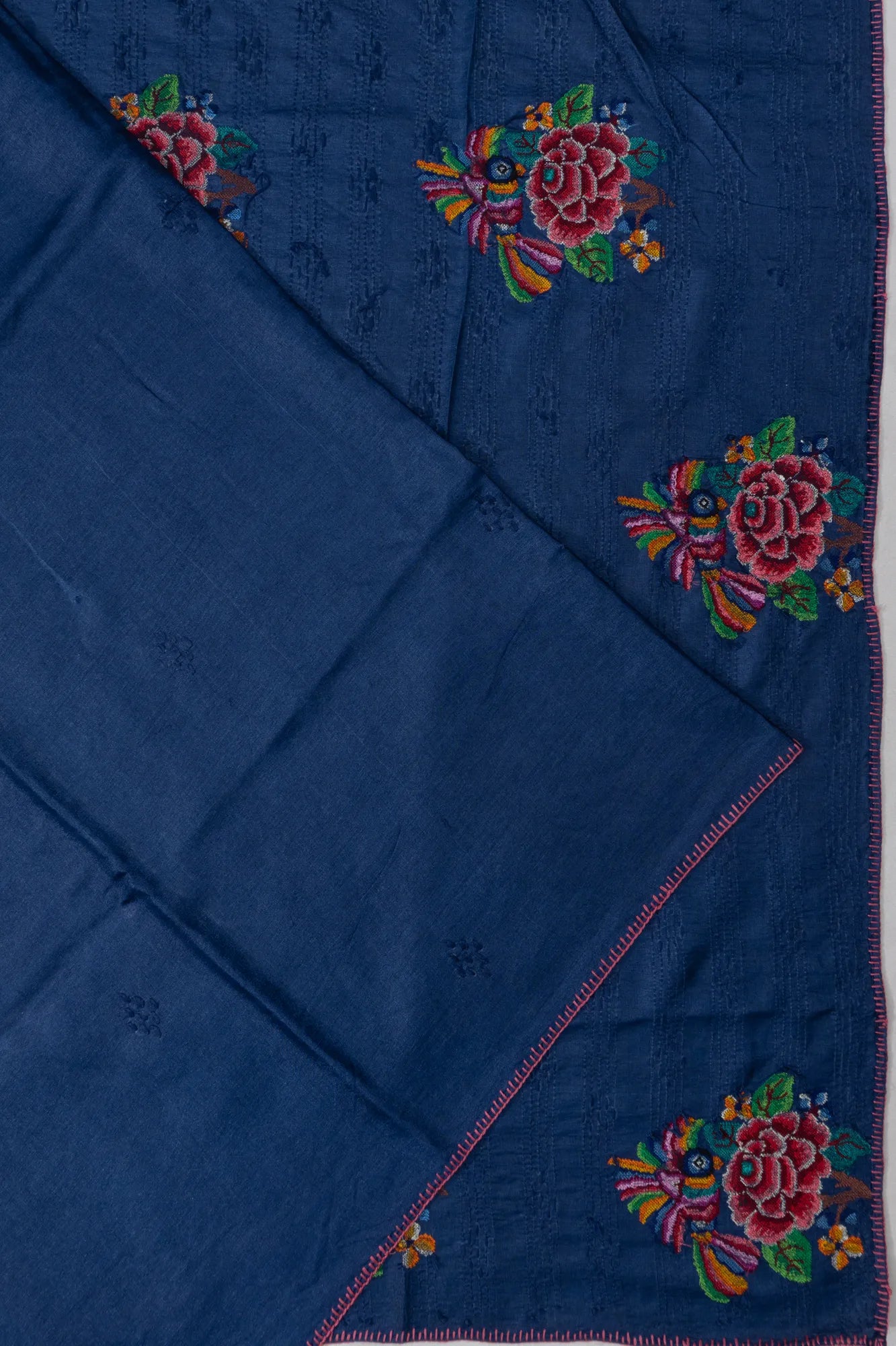 Tussar Butta Blue Saree With Embroidery Pallu