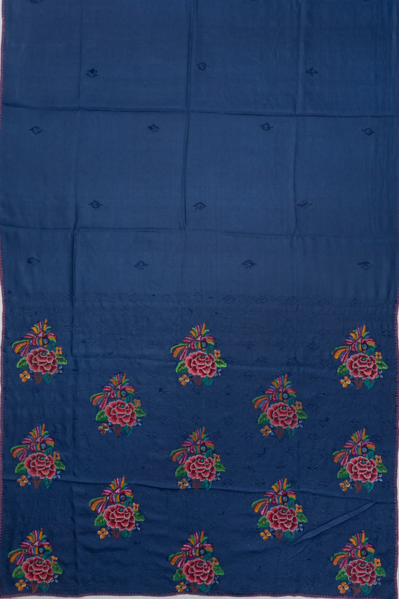 Tussar Butta Blue Saree With Embroidery Pallu
