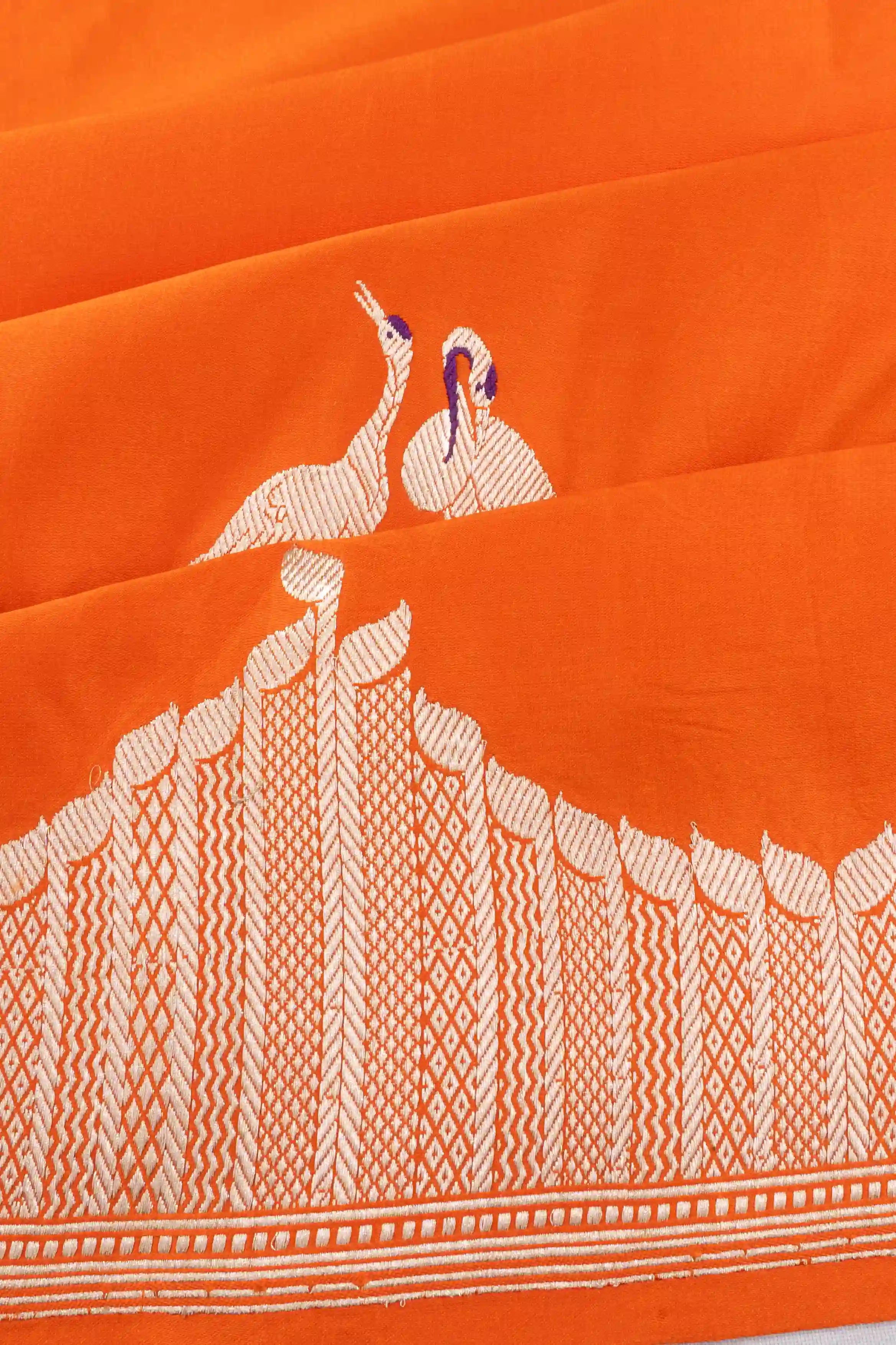 Banarasi Silk Butta Orange Saree