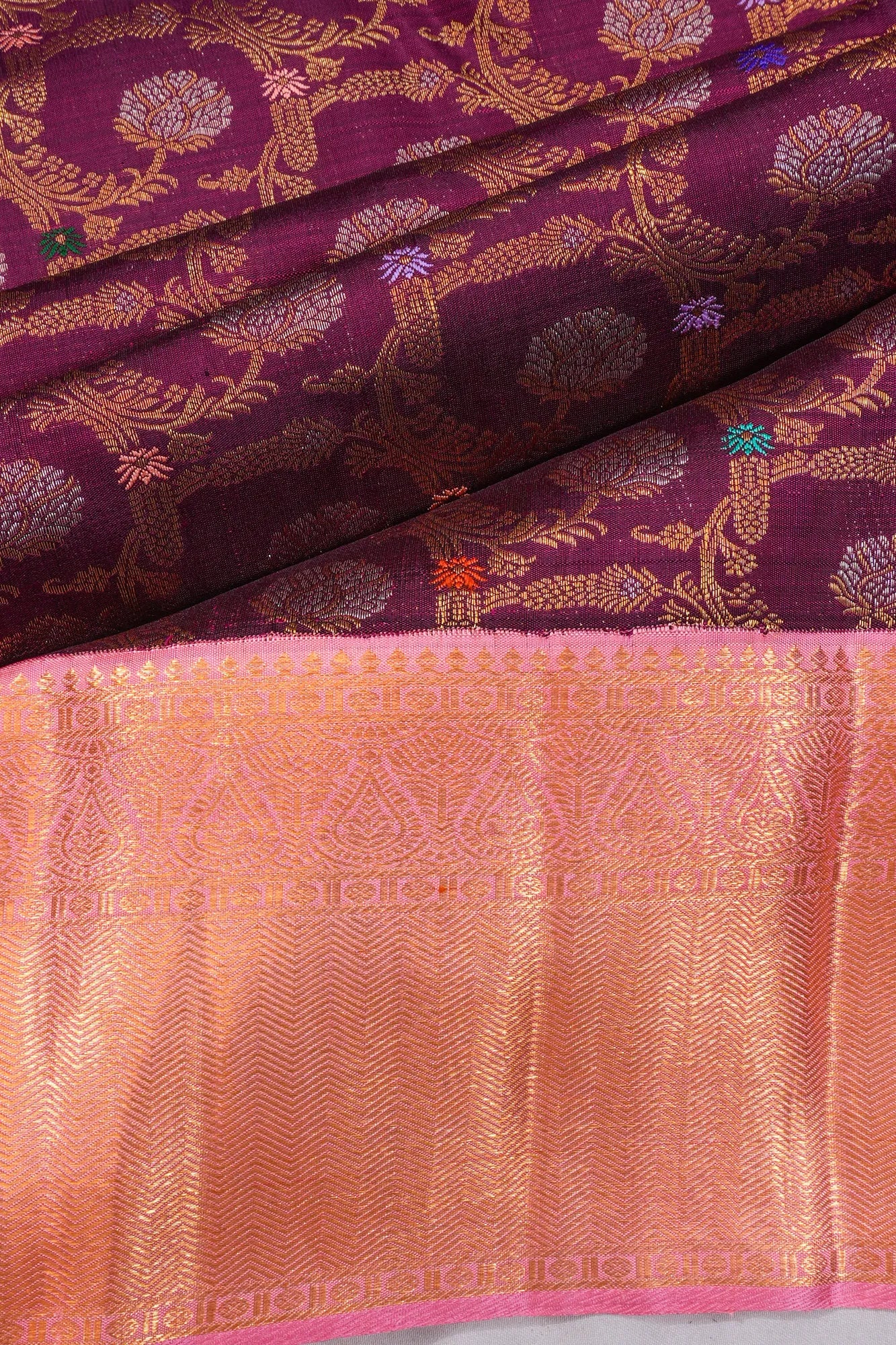 Kanchipuram Silk Brocade Purple Saree