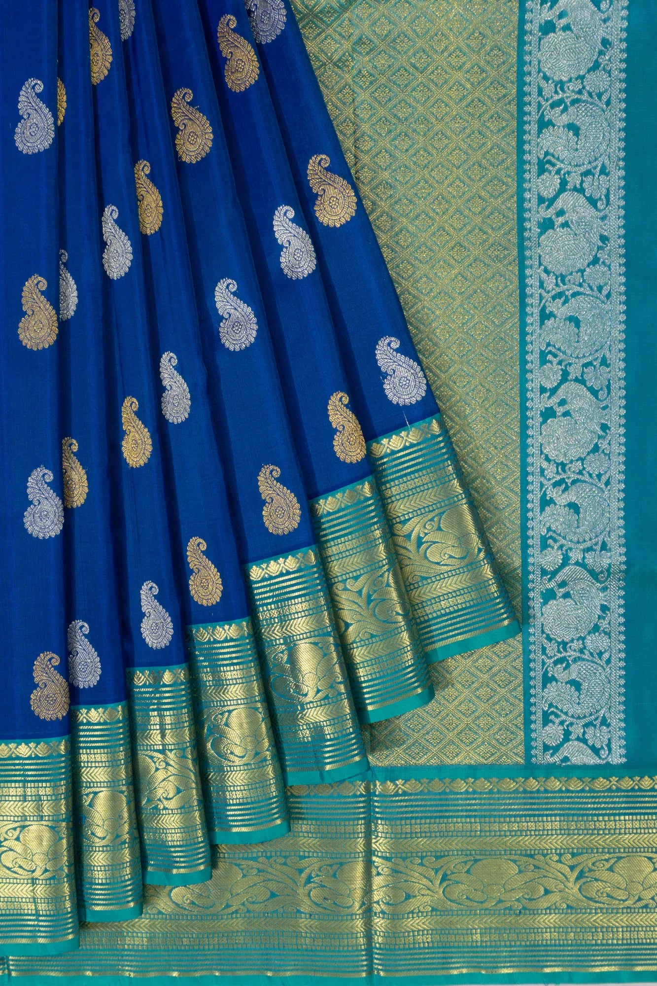Venkatagiri Silk Butta Royal Blue Saree