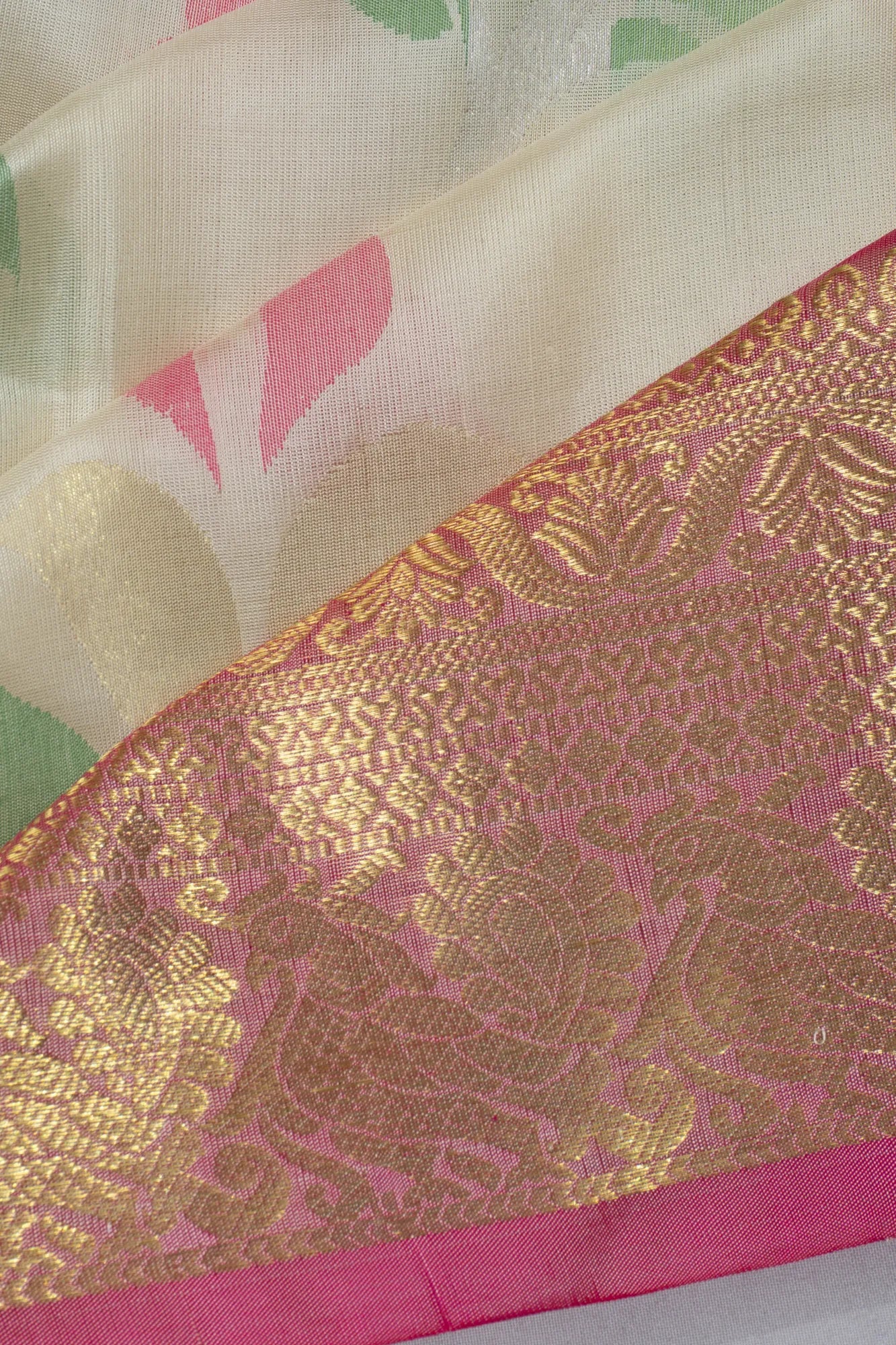 Venkatagiri Silk Butta Off White Saree