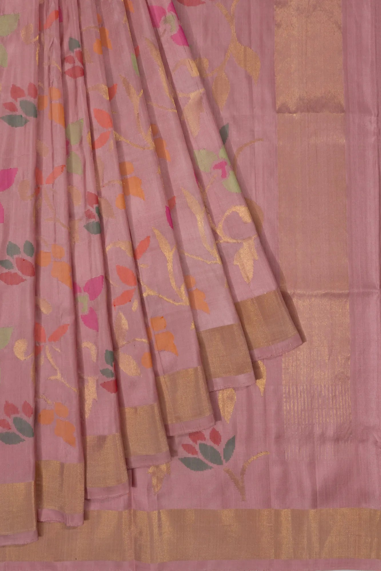 Uppada Silk Jamdani Jaal Peach Saree