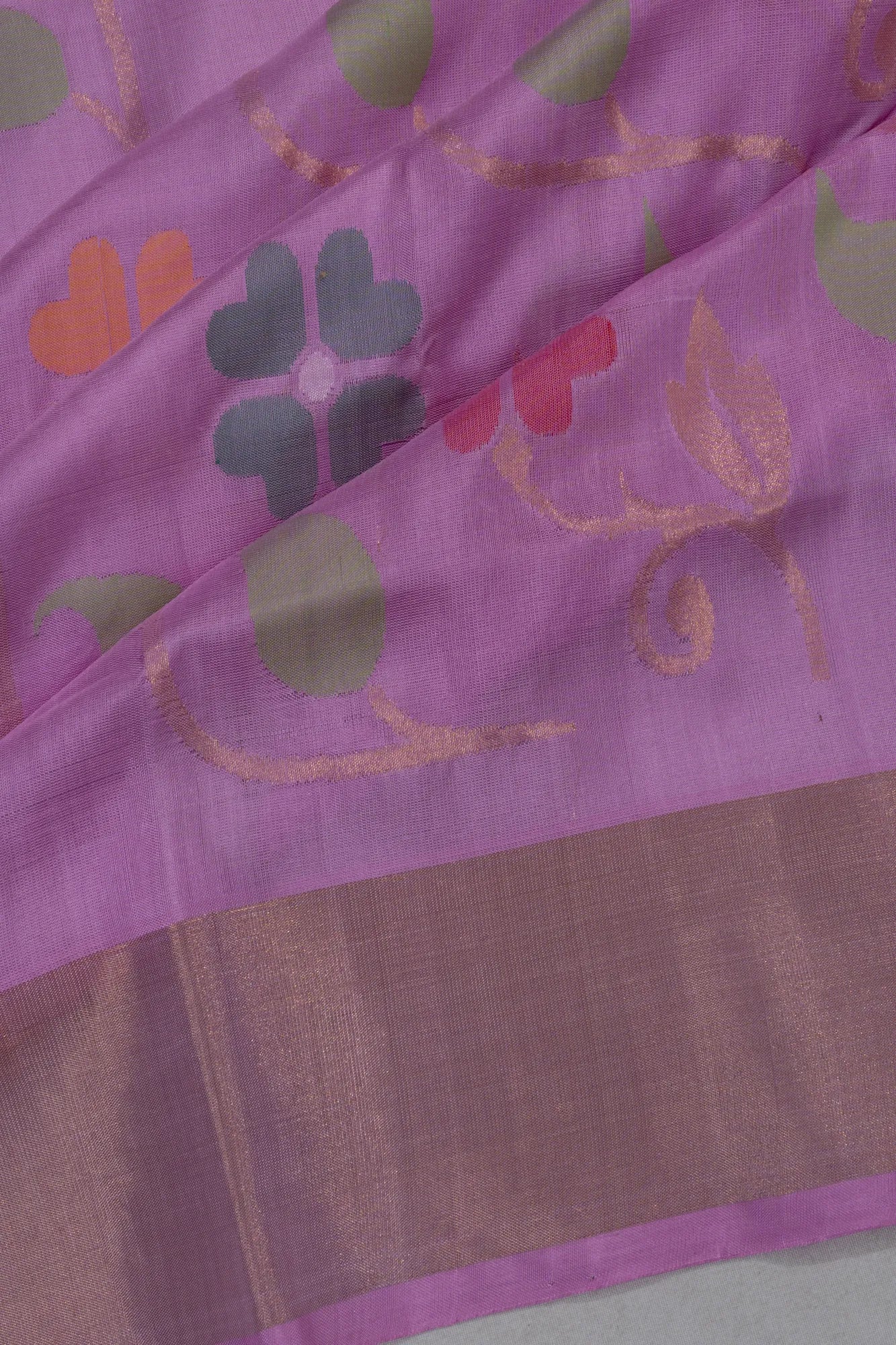 Uppada Silk Jamdani Jaal Pink Saree