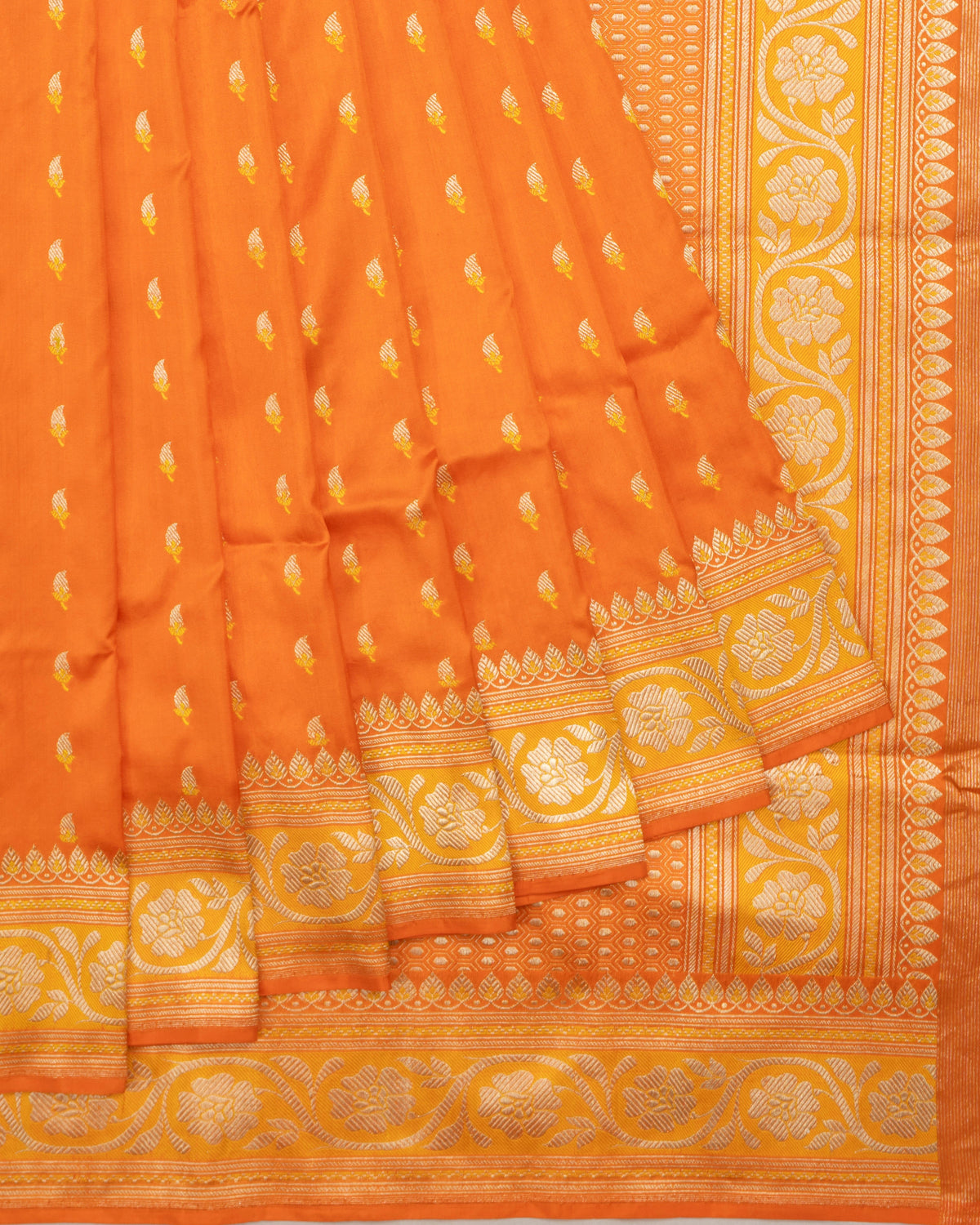 Banarasi Silk Kadwa Butta Orange Saree