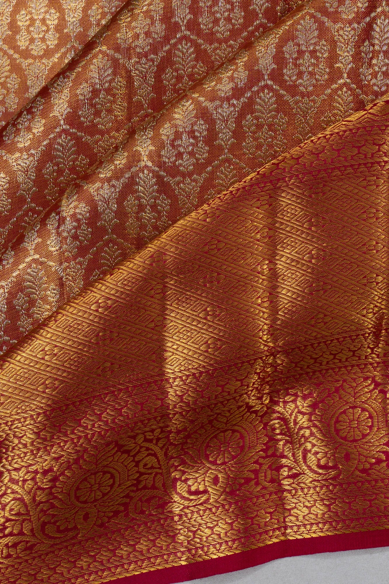 Taranga Kanchi Silk Tissue Brocade Red Saree