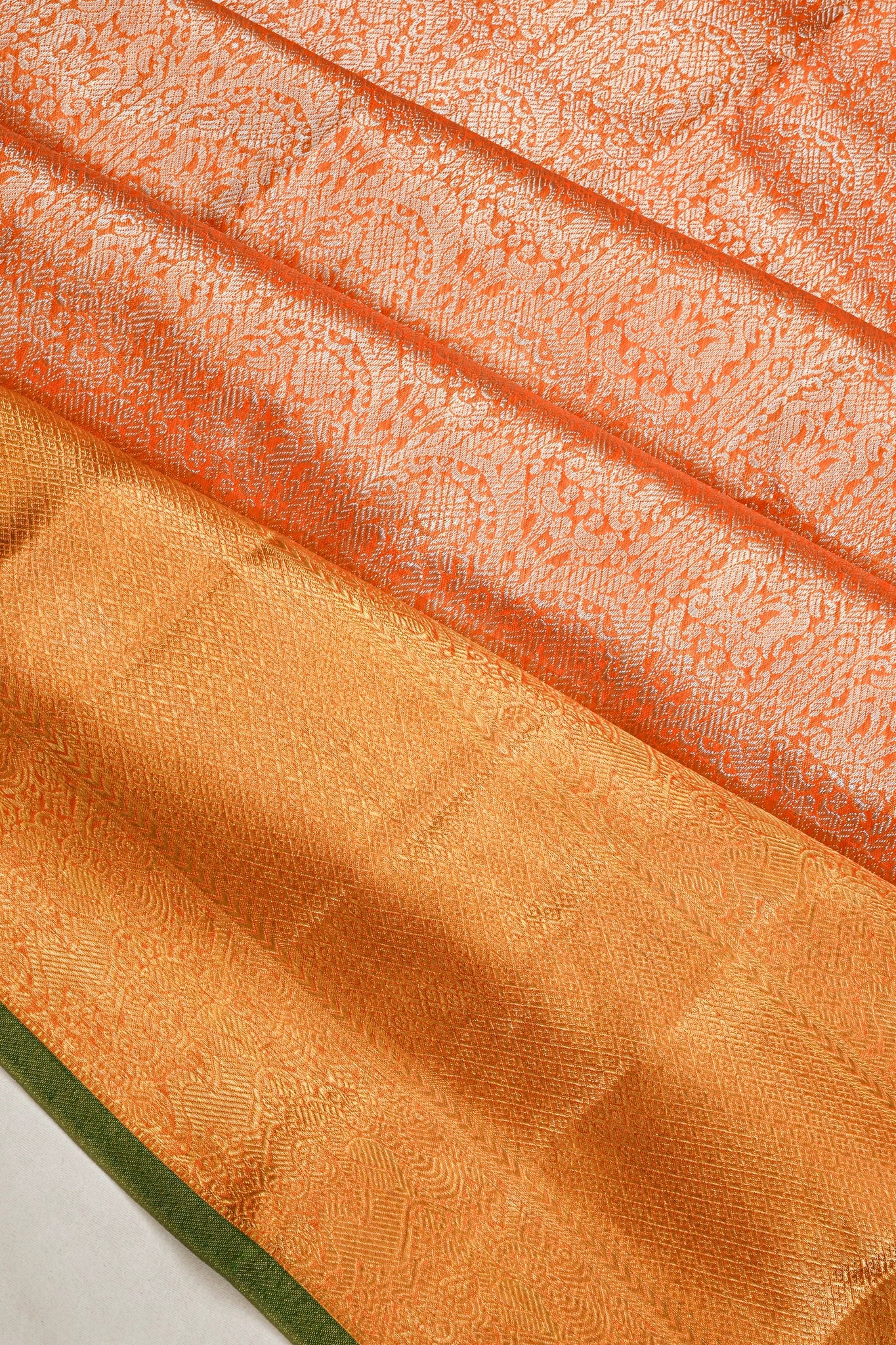 Kanchipuram Silk Brocade Orange Saree