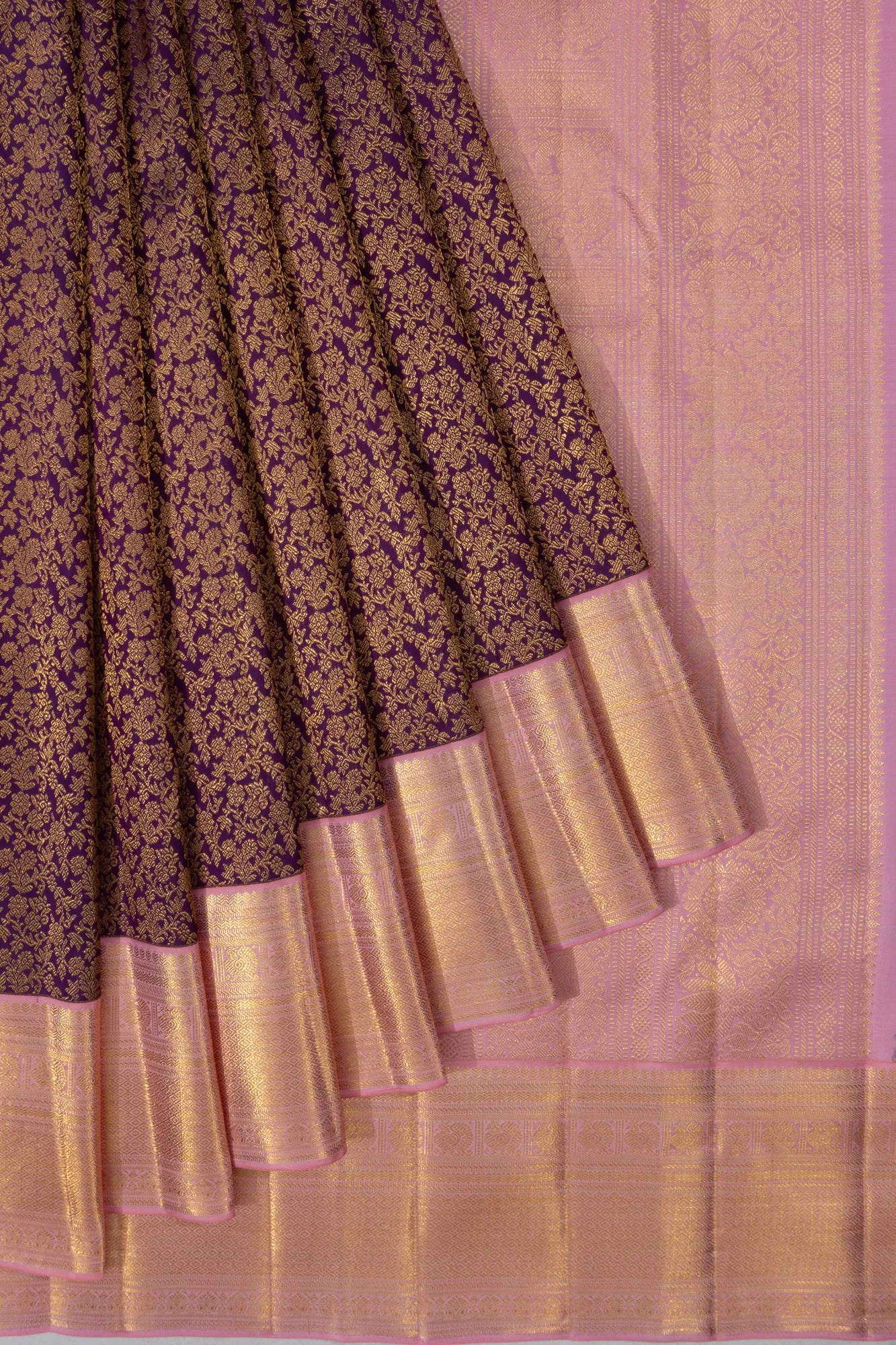 Kanchipuram Silk Brocade Purple Saree