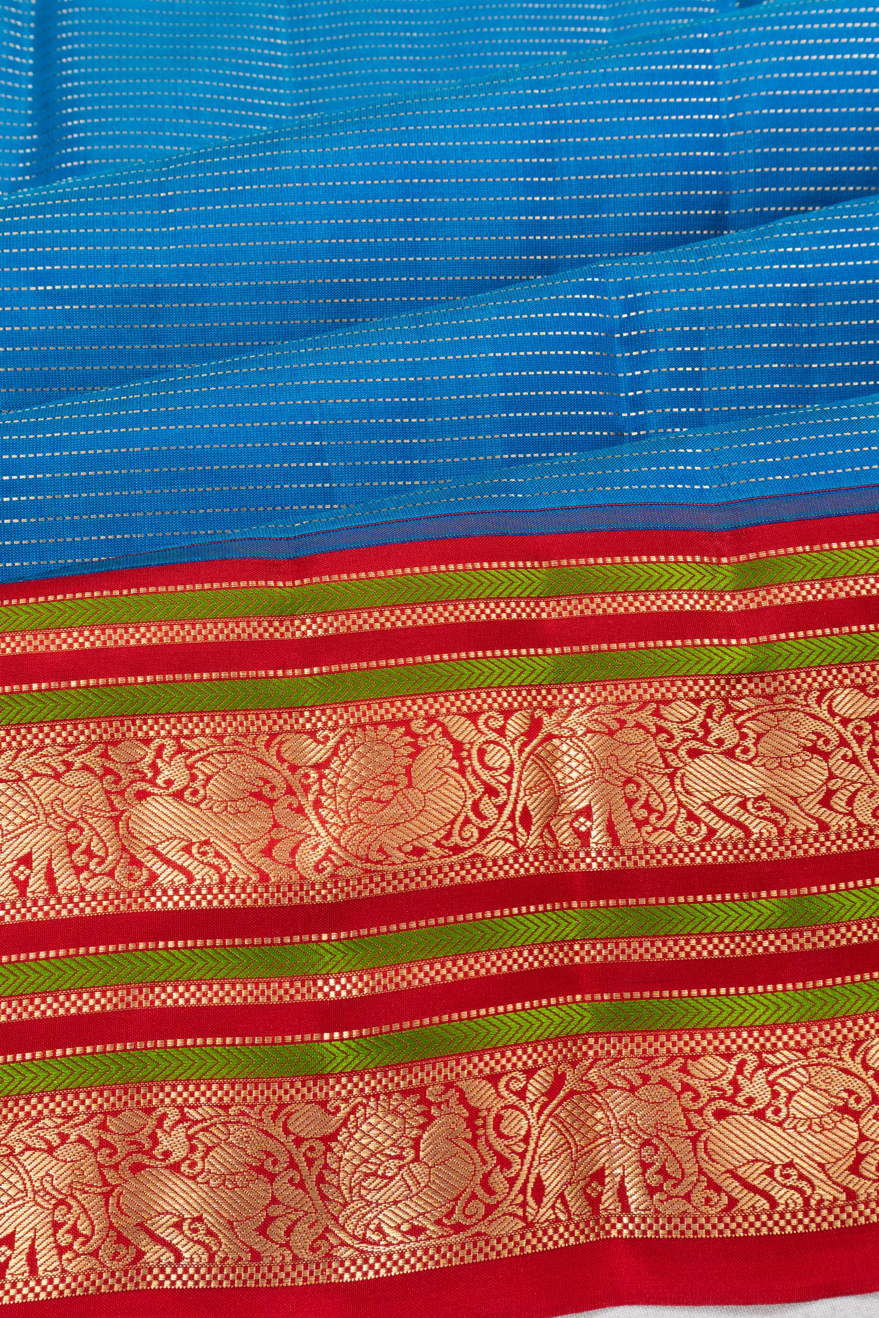 Taranga Kanchi Silk Oosi Lines Blue Saree