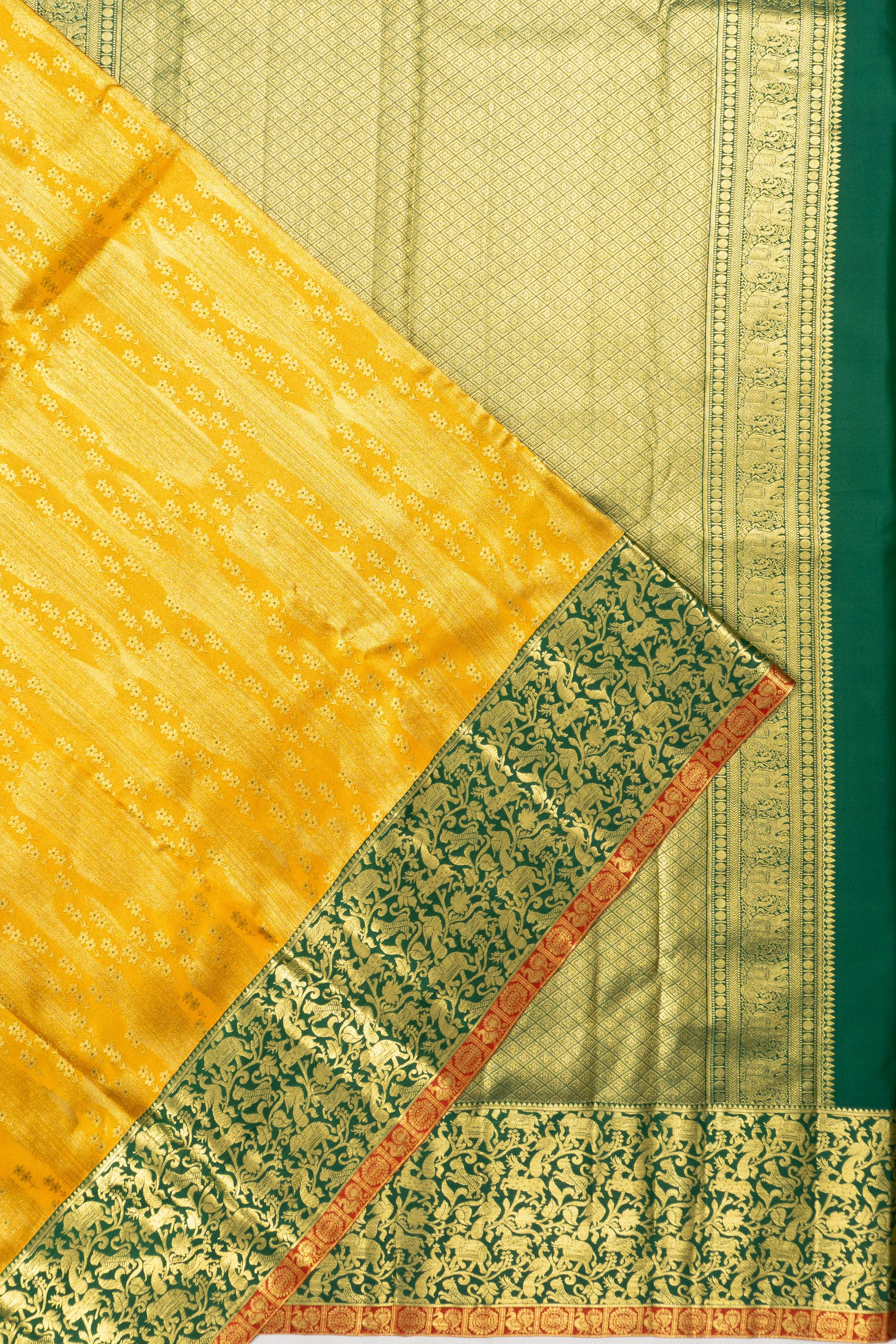 Taranga Kanchi Silk Tissue Brocade Mustard Yellow Saree
