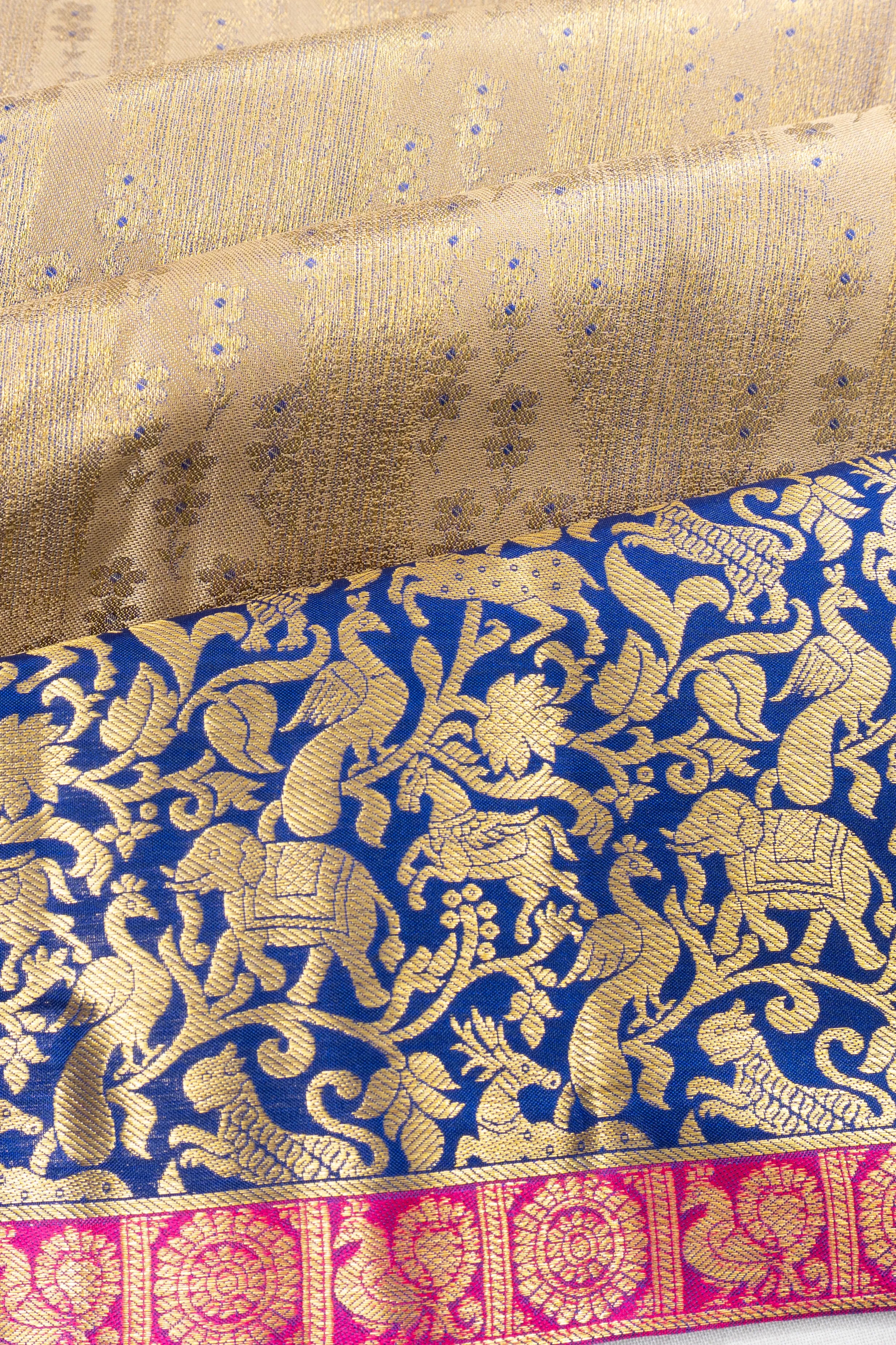 Taranga Kanchi Silk Tissue Brocade Cream Saree