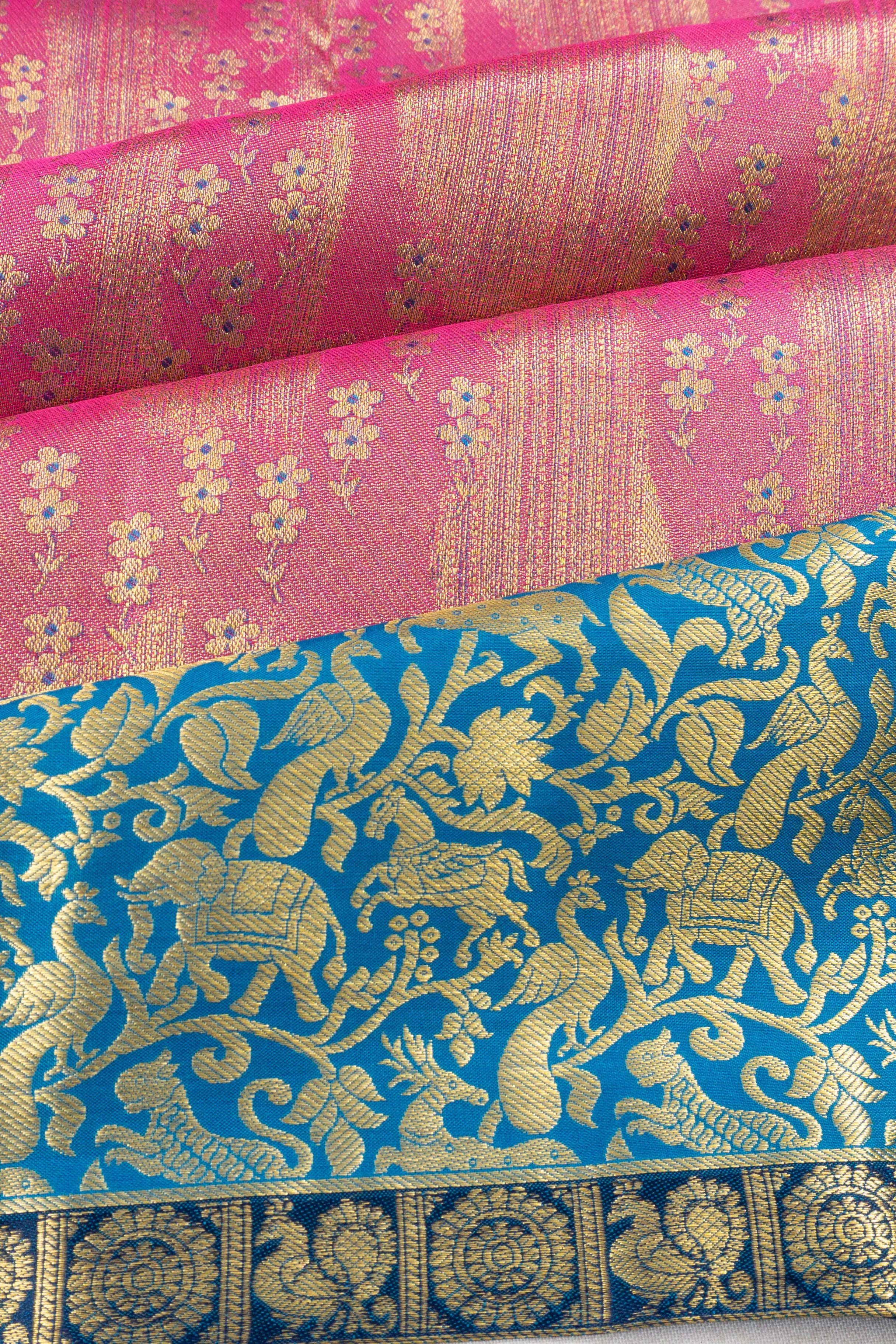 Taranga Kanchi Silk Tissue Brocade Pink Saree