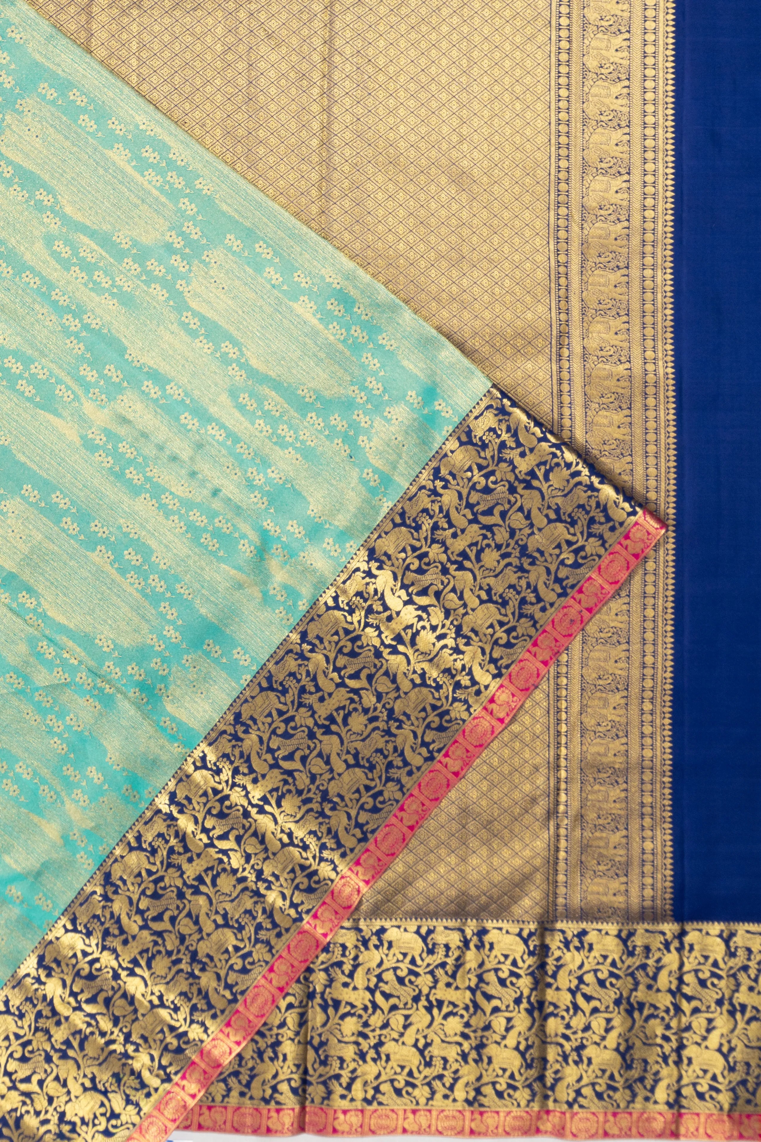 Taranga Kanchi Silk Tissue Brocade Sea Green Saree