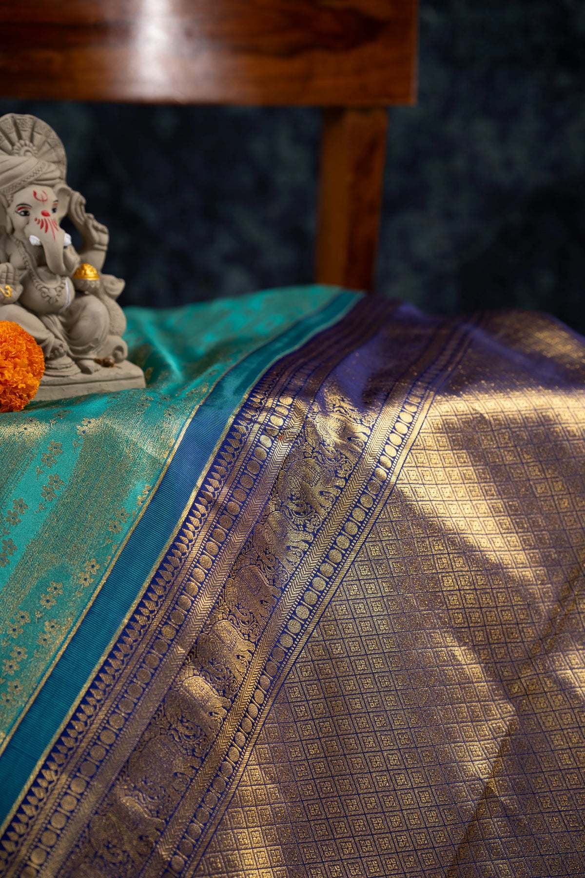 Taranga Kanchi Silk Tissue Brocade Sea Green Saree