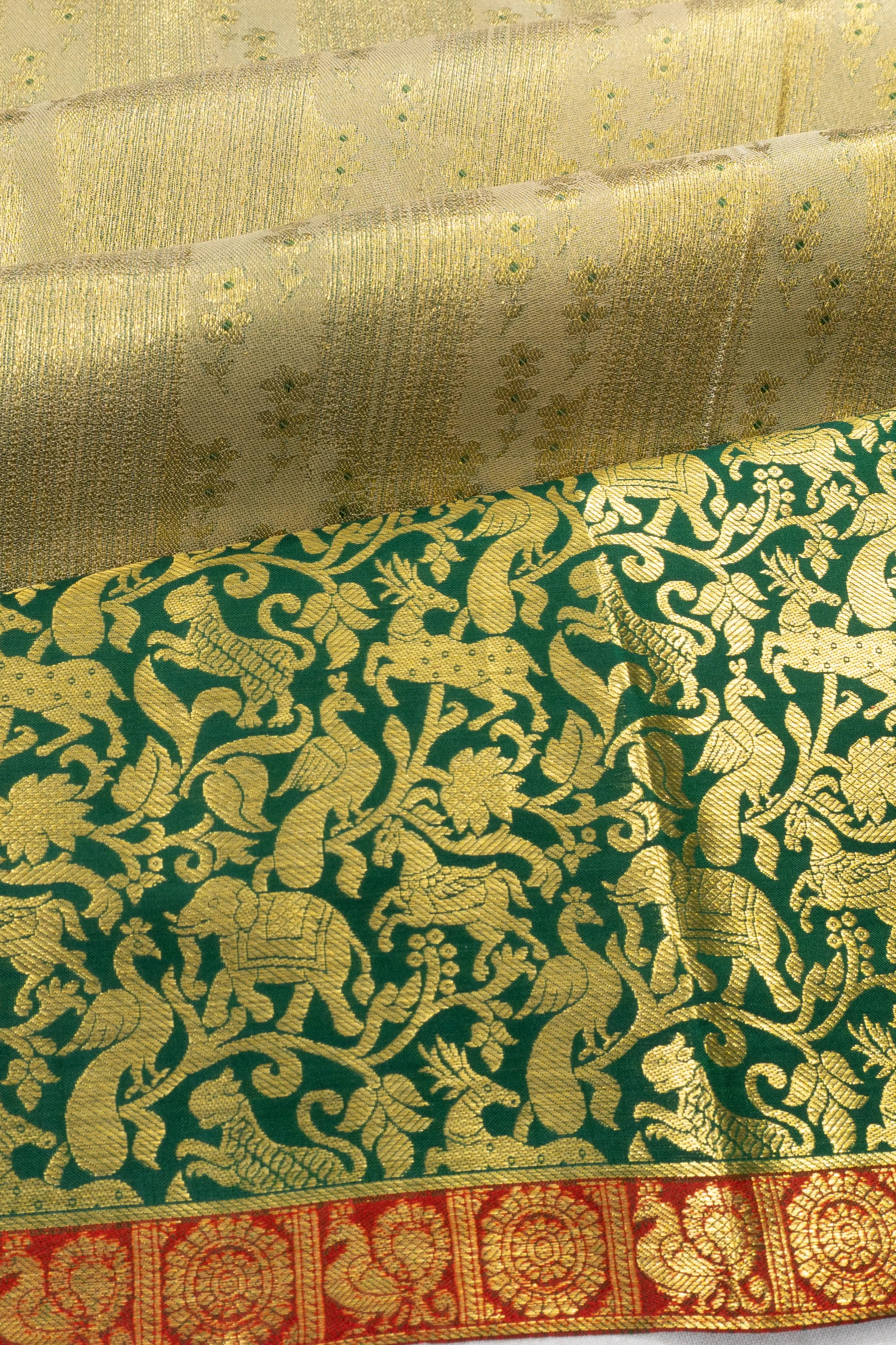 Taranga Kanchi Silk Tissue Brocade Cream Saree