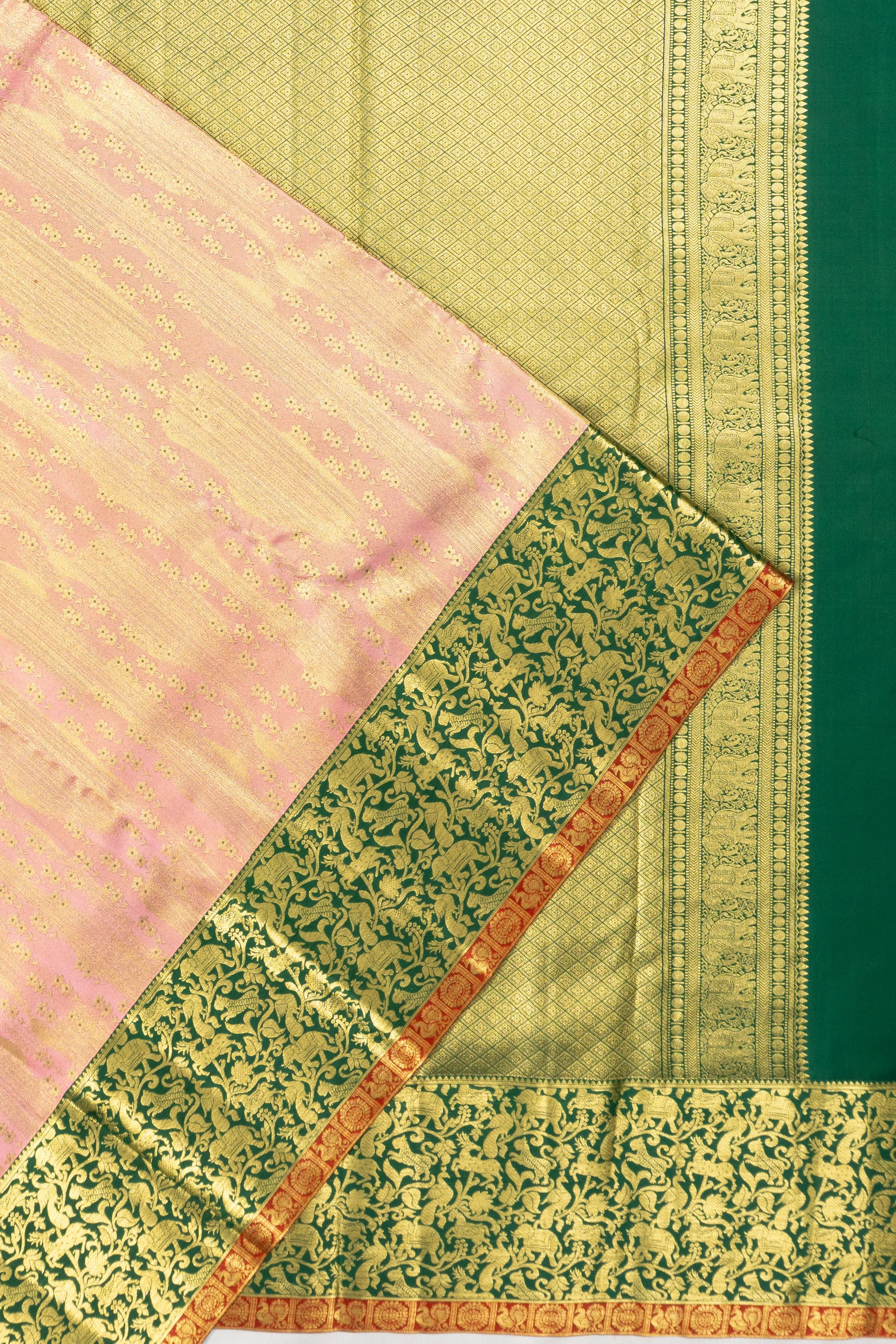 Taranga Kanchi Silk Tissue Brocade Peach Saree