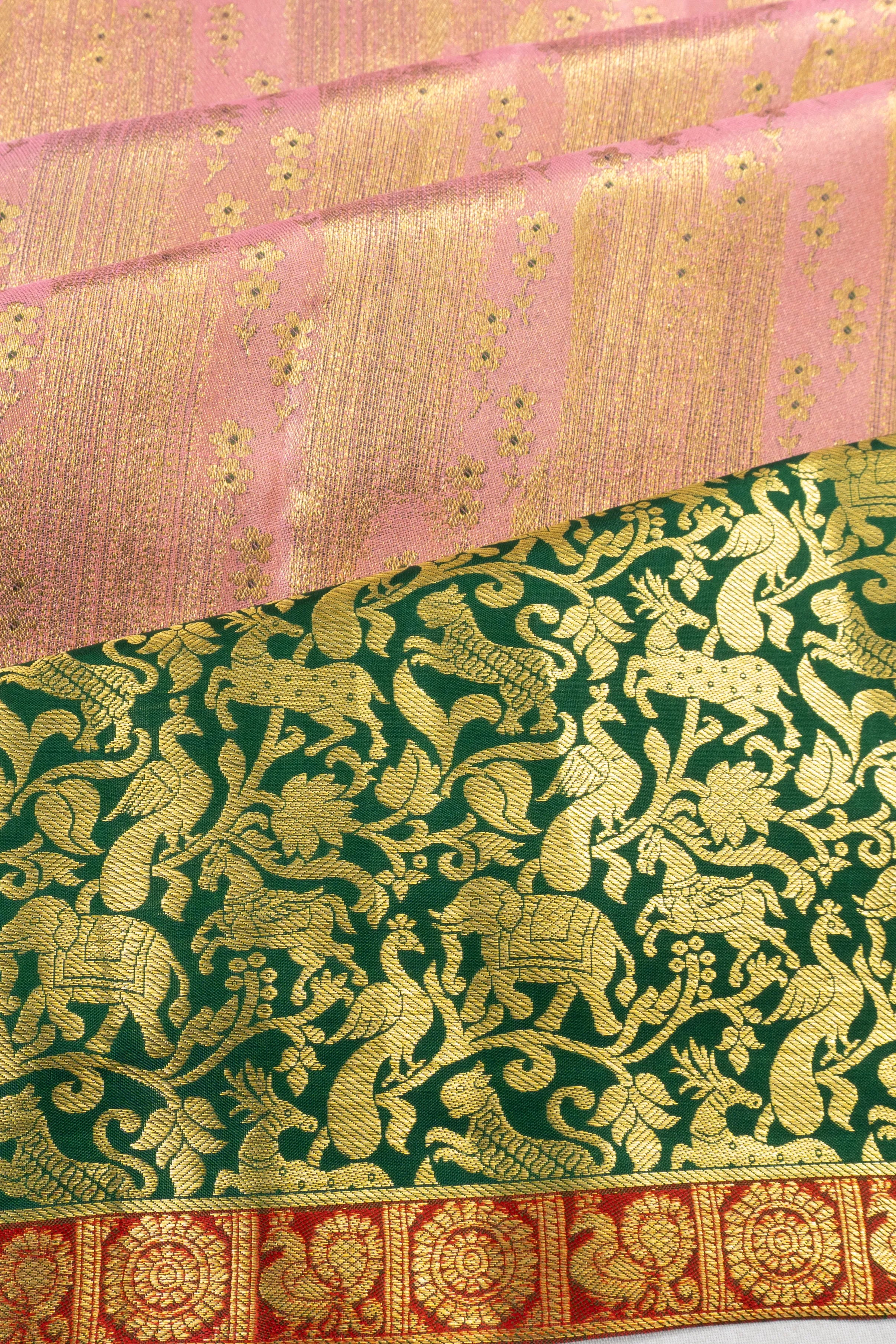 Taranga Kanchi Silk Tissue Brocade Peach Saree