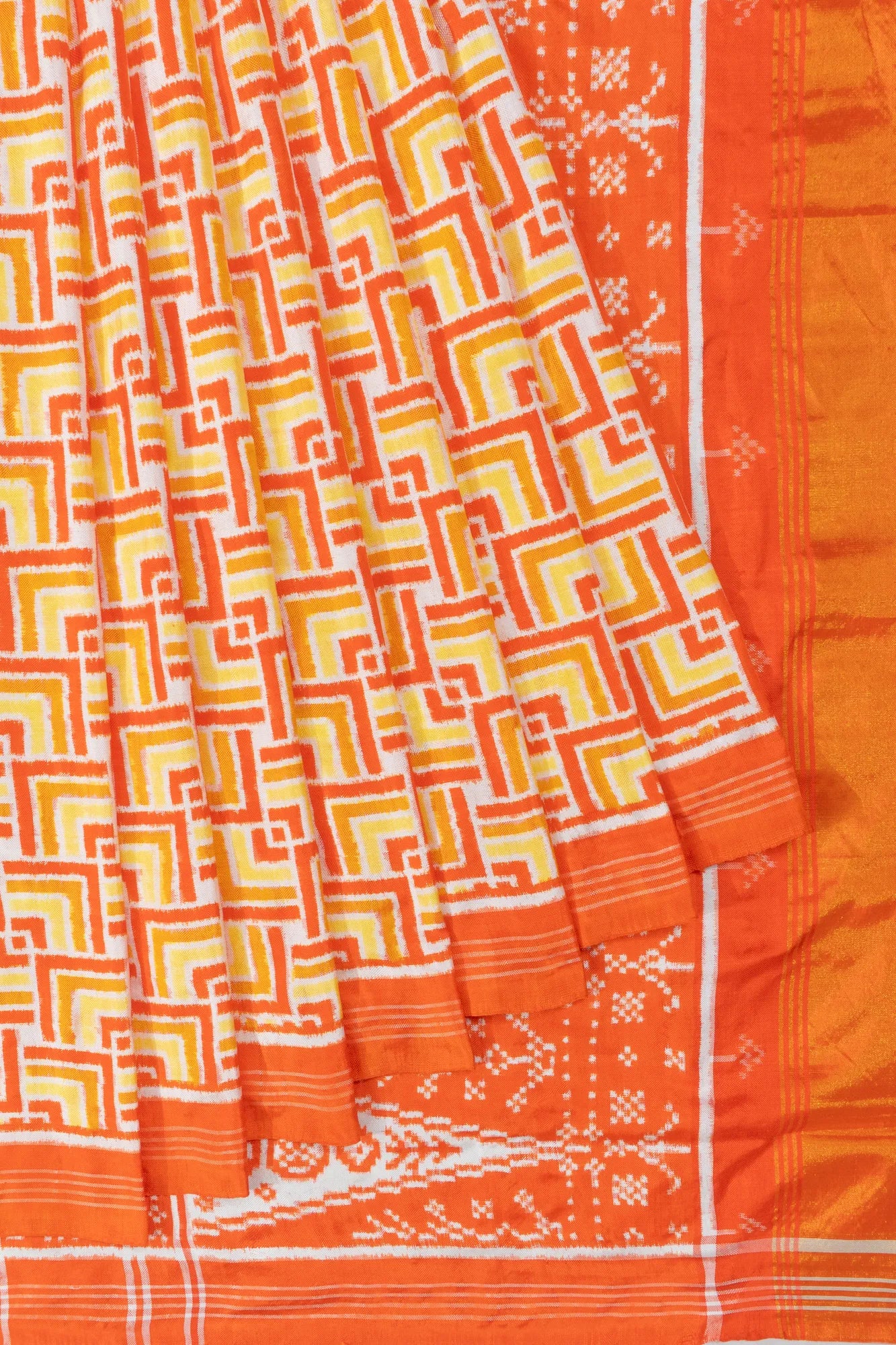 Patan Patola Silk Double Ikat White Saree