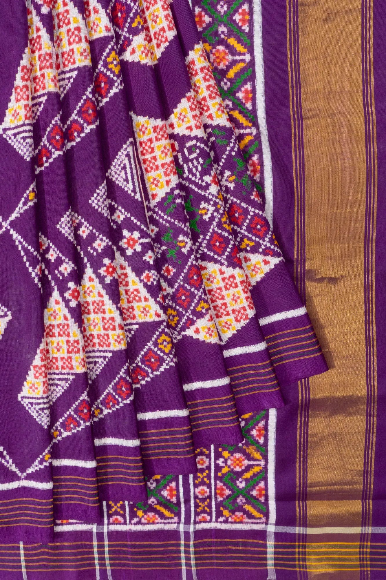 Patan Patola Silk Double Ikat Ratan Chowk Purple Saree