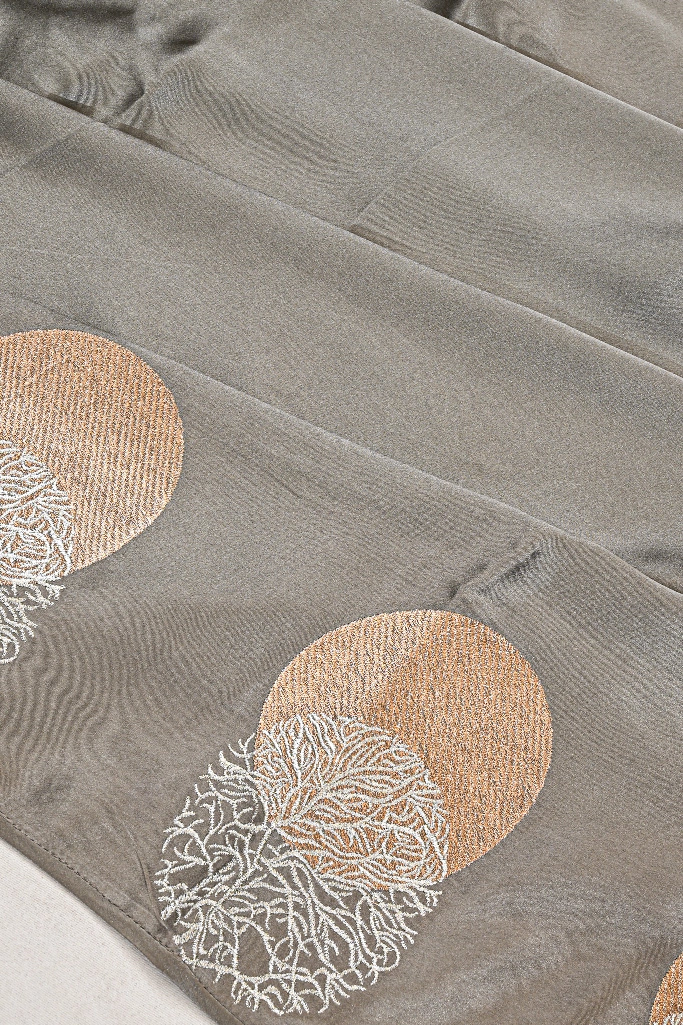 Banarasi Satin Plain Grey Saree With Embroidery Blouse