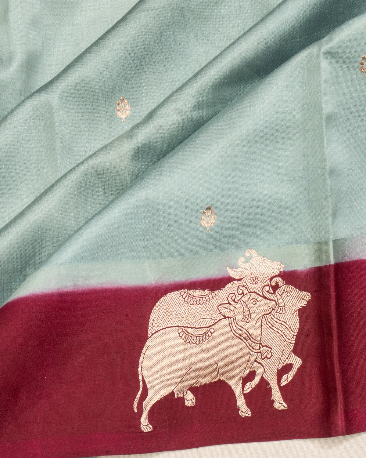 Banarasi Silk Butta Blue Saree With Pichwai Border