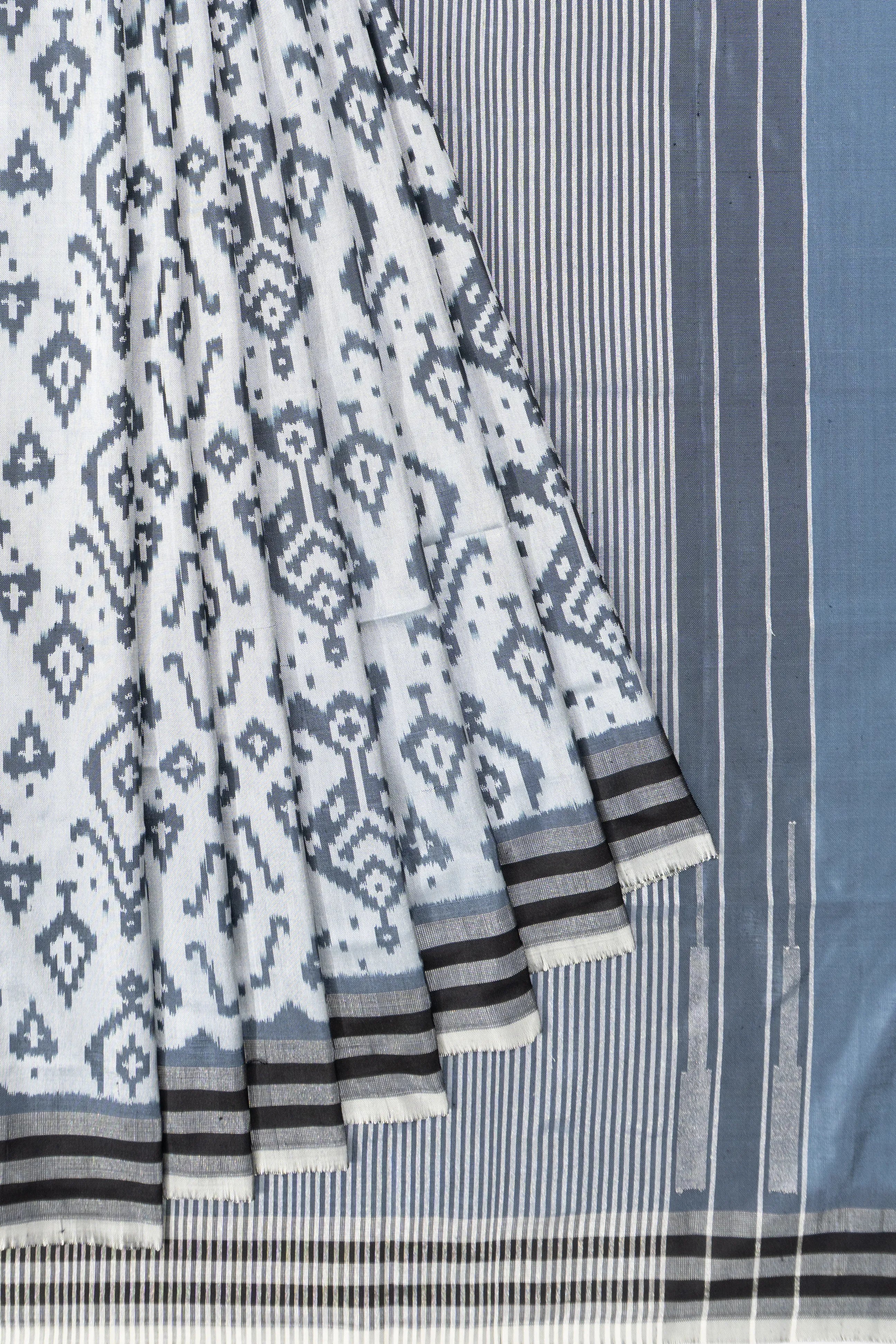 Pochampally Silk Ikat Grey Saree