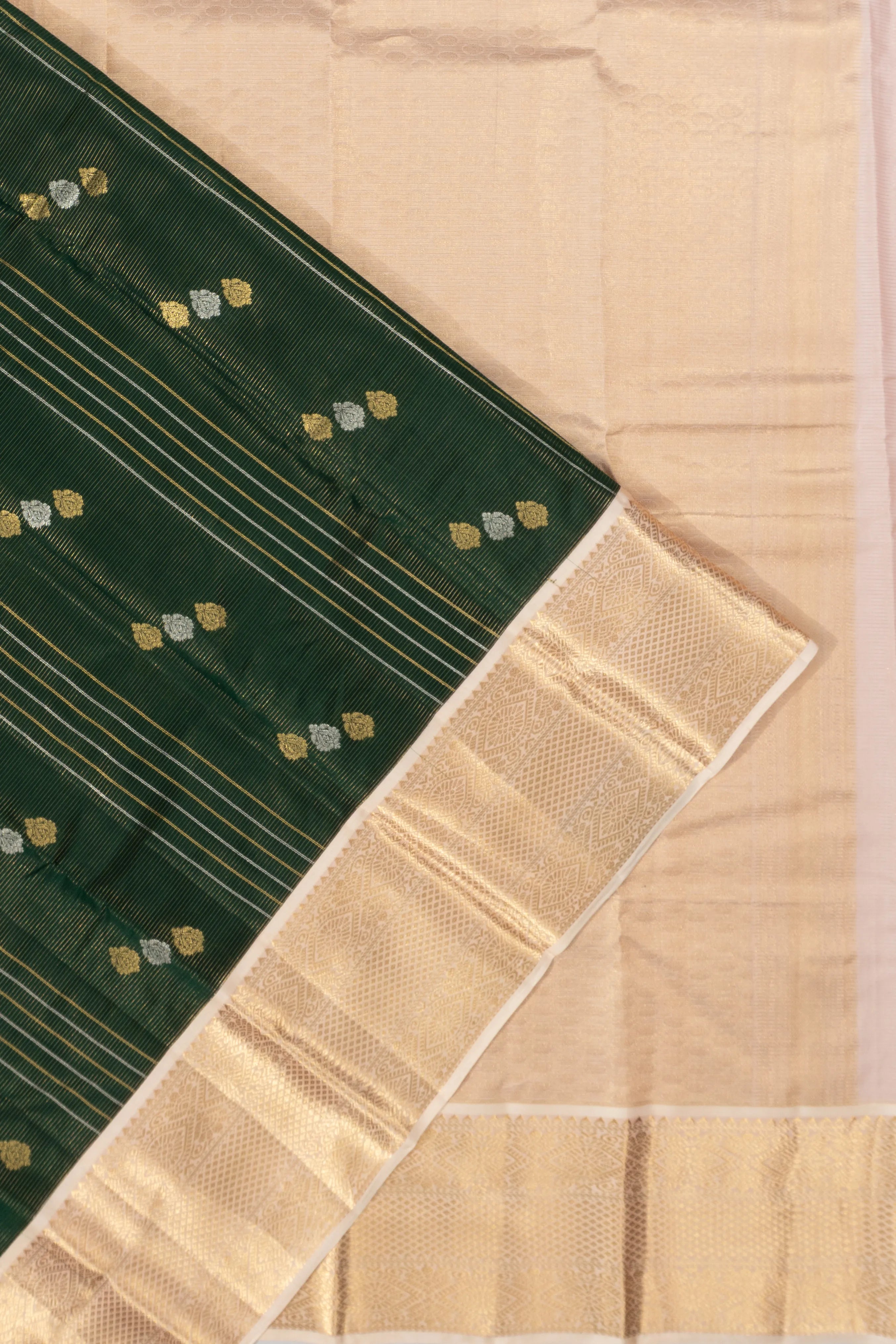 Taranga Kanchi Silk Brocade Dark Green Saree