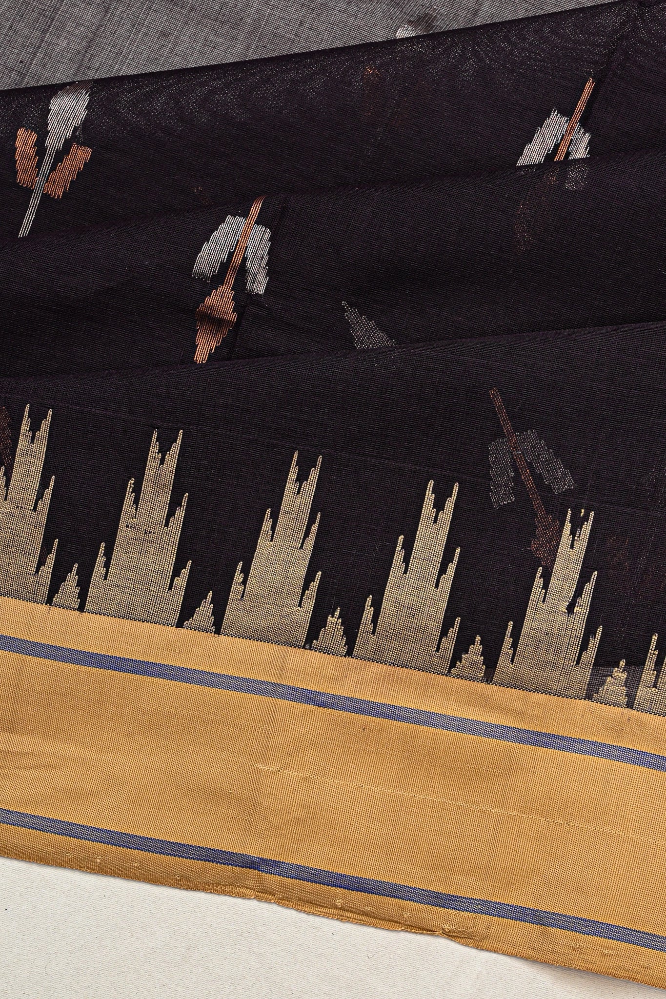 Ponduru Handspun Cotton Butta Midnight Blue Saree