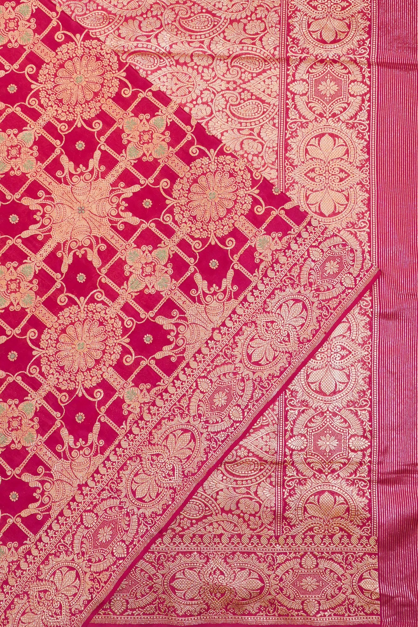 Banarasi Silk Brocade Rani Pink Saree
