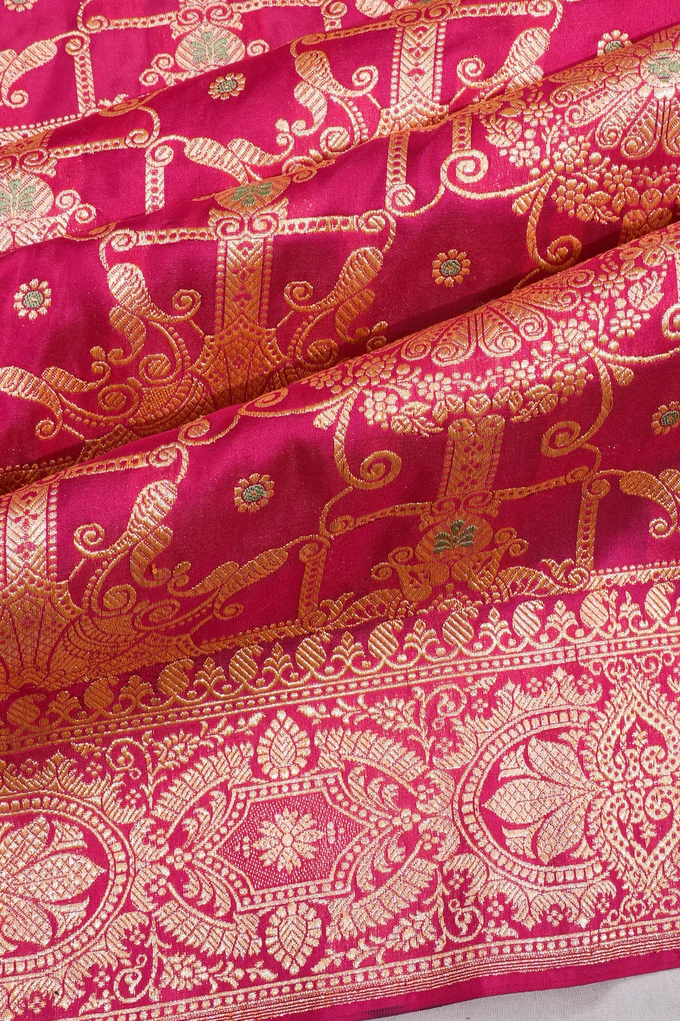 Banarasi Silk Brocade Rani Pink Saree