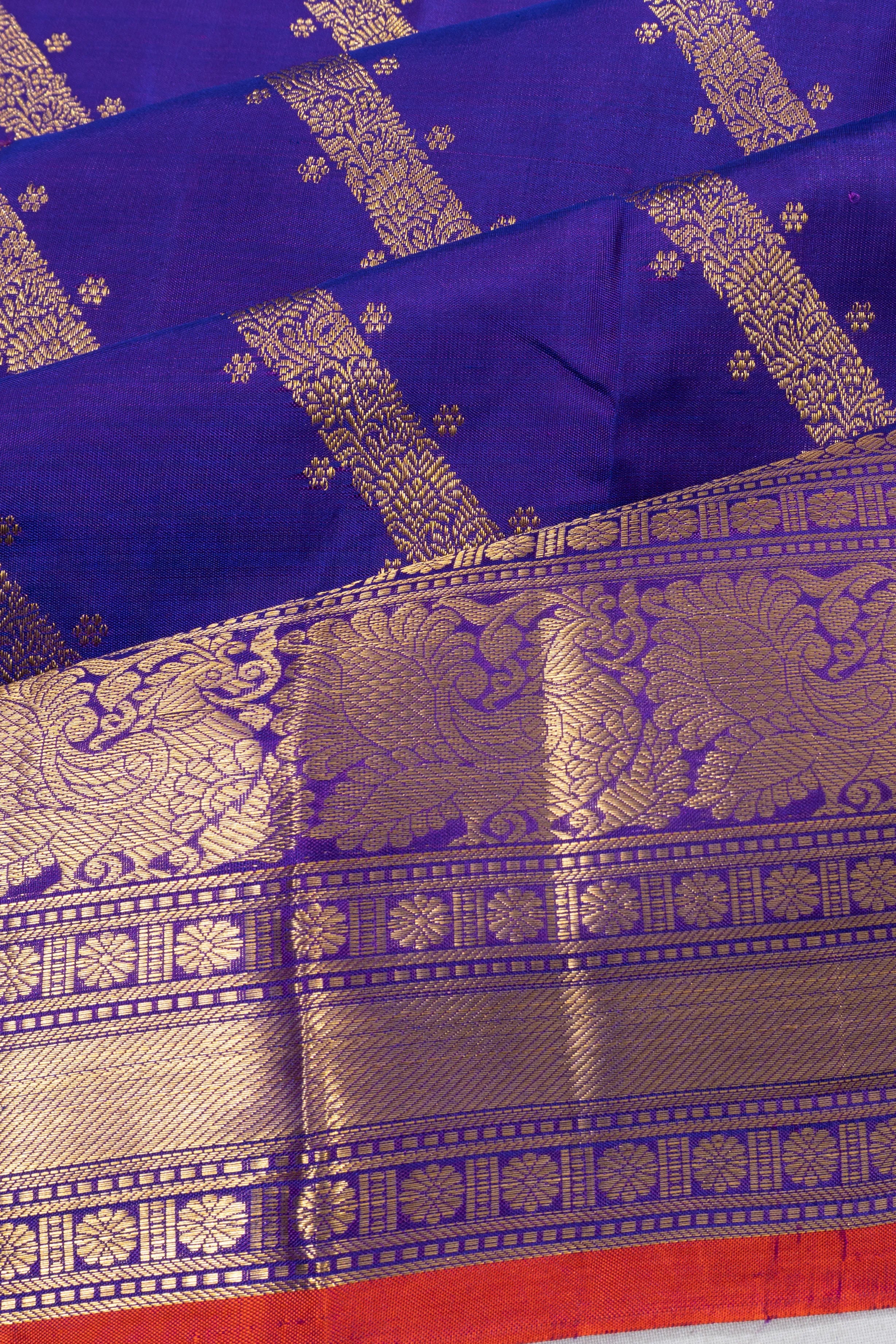 Venkatagiri Silk Jaal Brocade Blue Saree