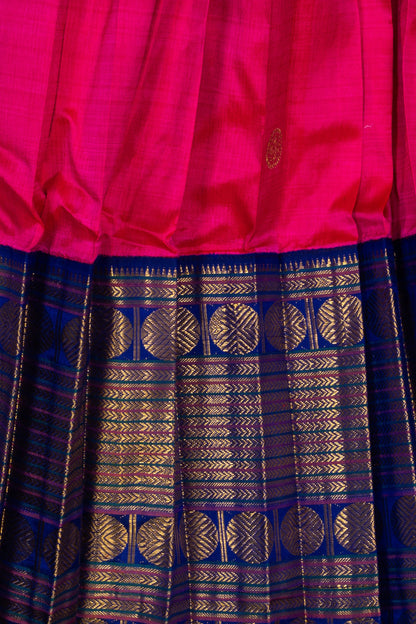 Kanchipuram Silk Butta Rani Pink Lehenga Set With Contrast Very Big Border