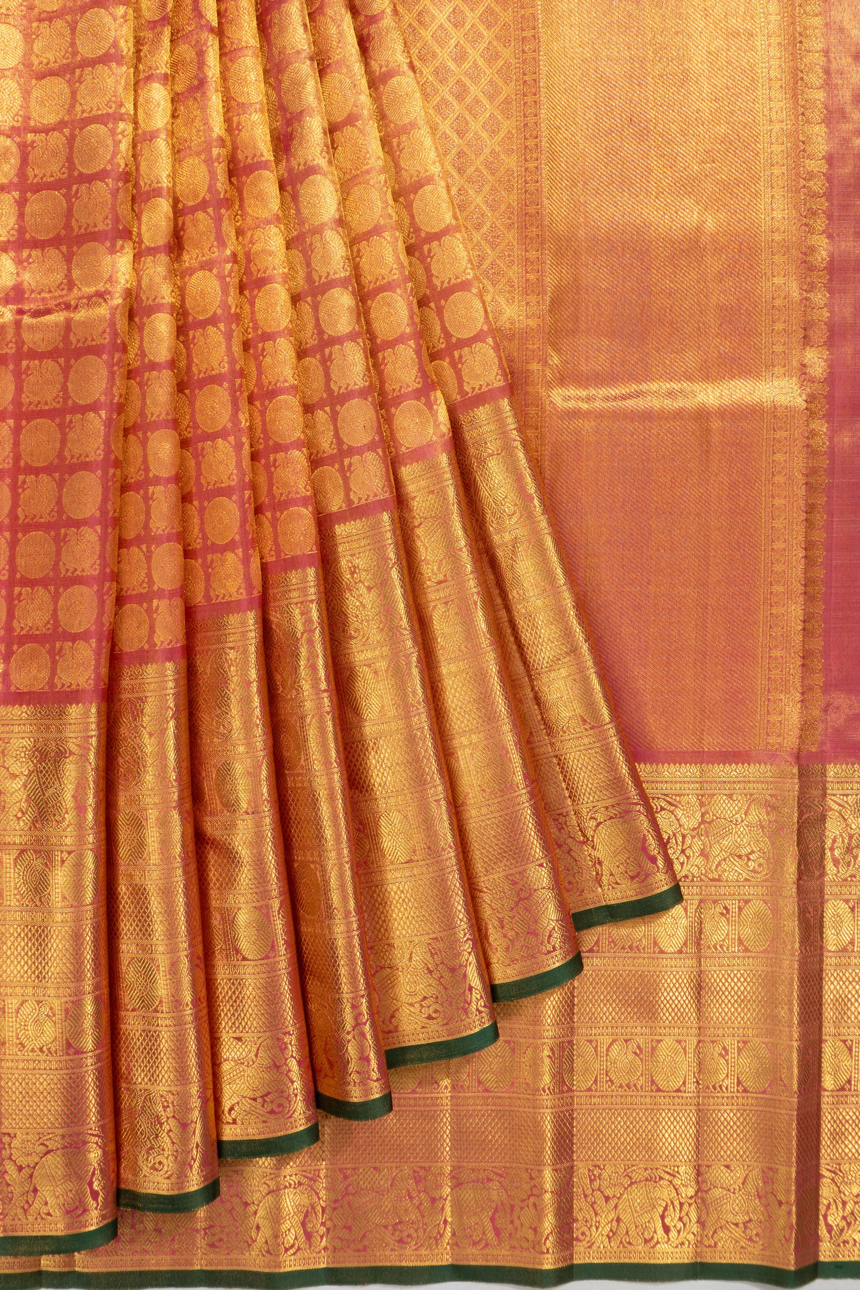 Kanchipuram Silk Tissue Butta Pink Saree