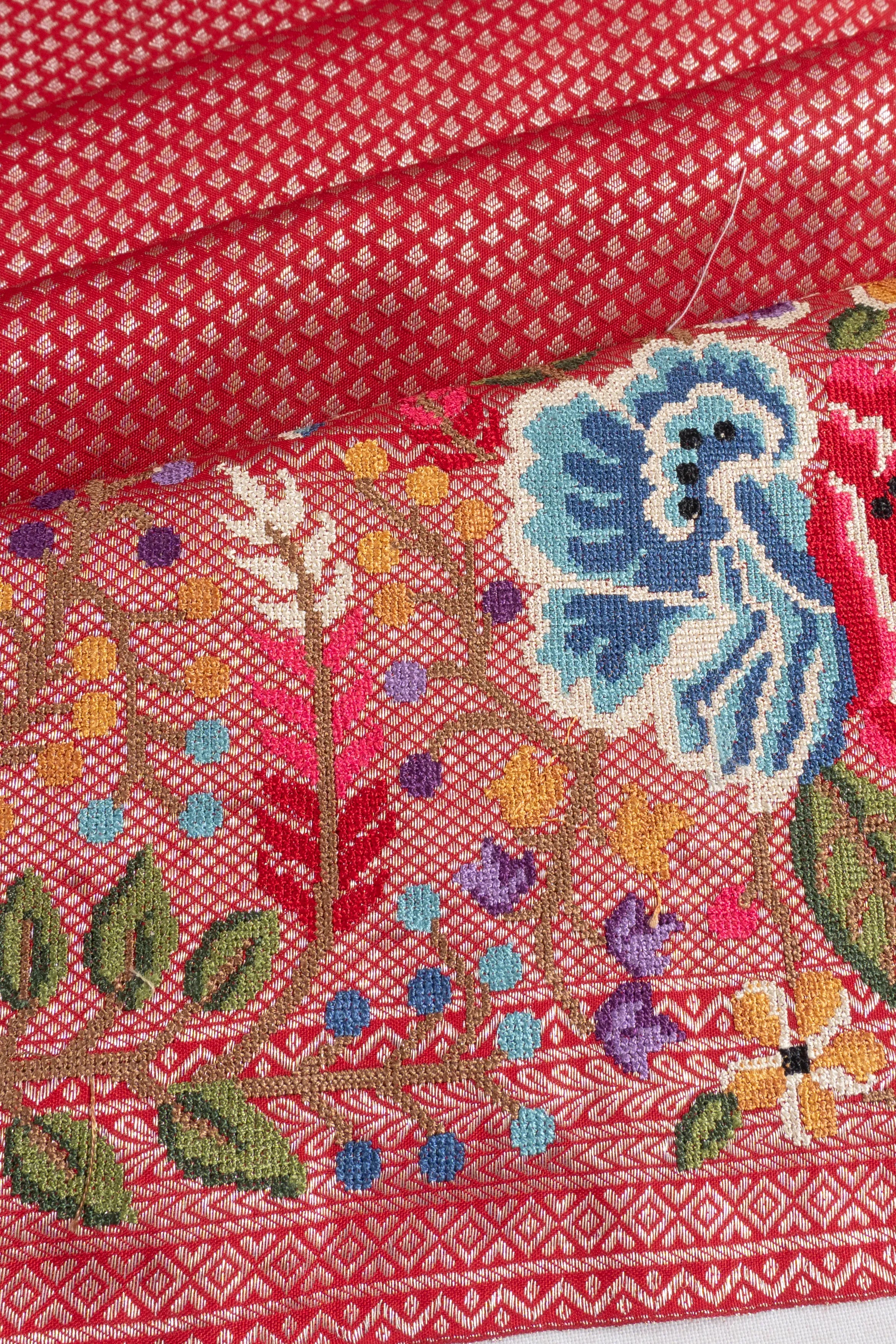 Kanchipuram Silk Brocade Red Saree With Embroidery Border