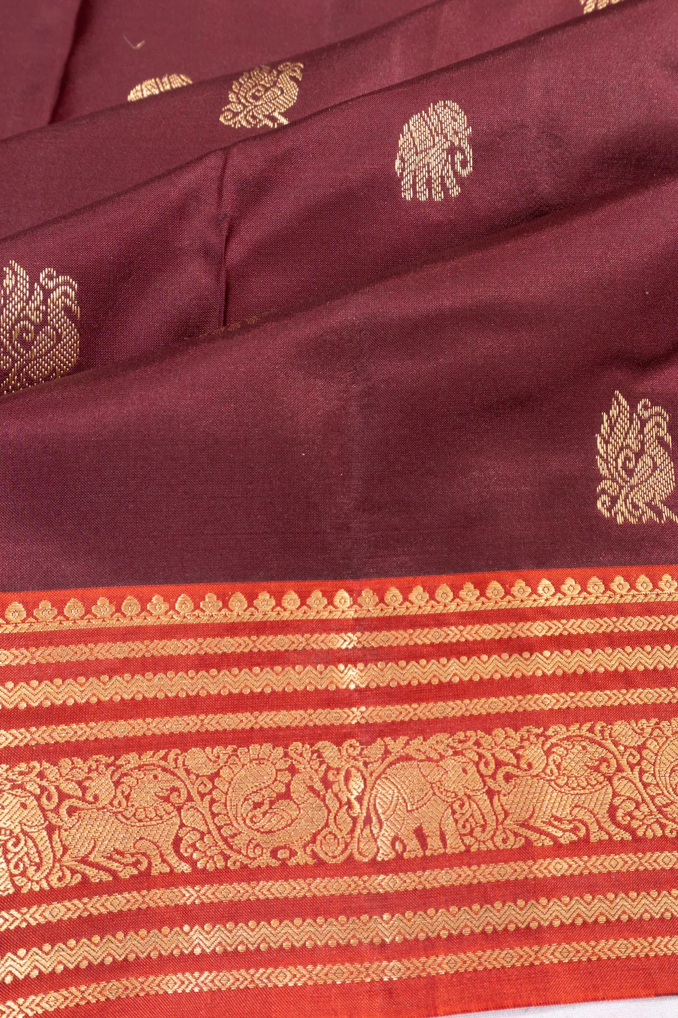 Taranga Kanchi Silk Butta Maroon Saree
