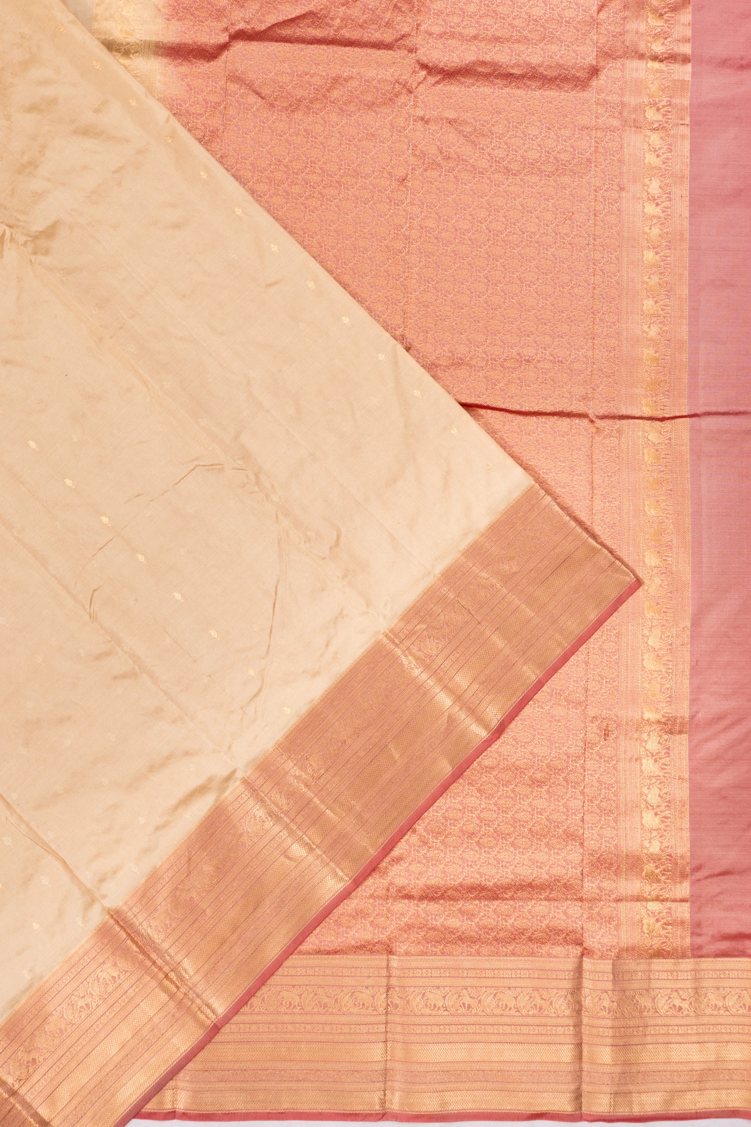 Taranga Kanchi Silk Butta Cream Saree