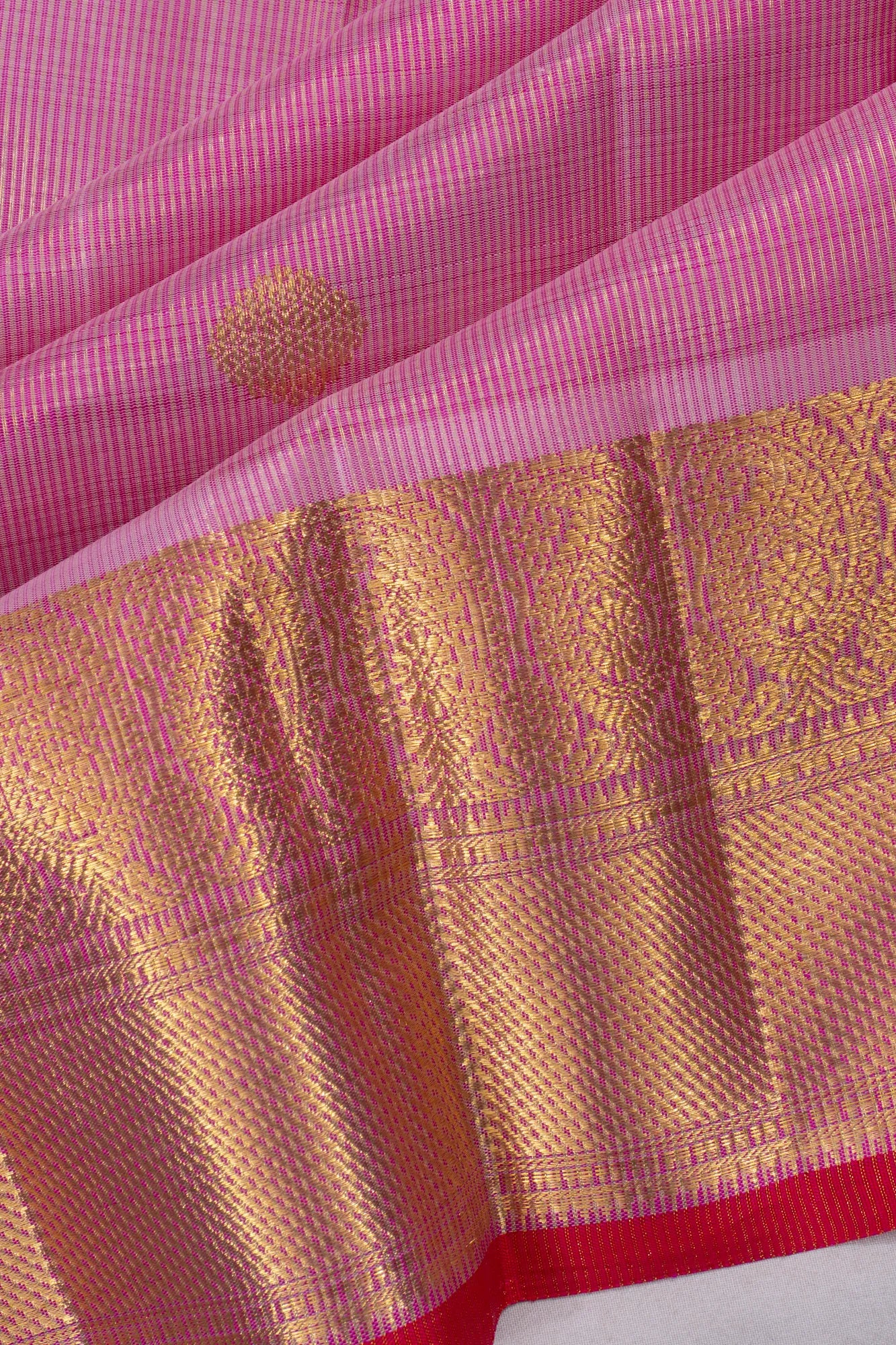 Kanchipuram Silk Oosi Lines And Butta Baby Pink Saree