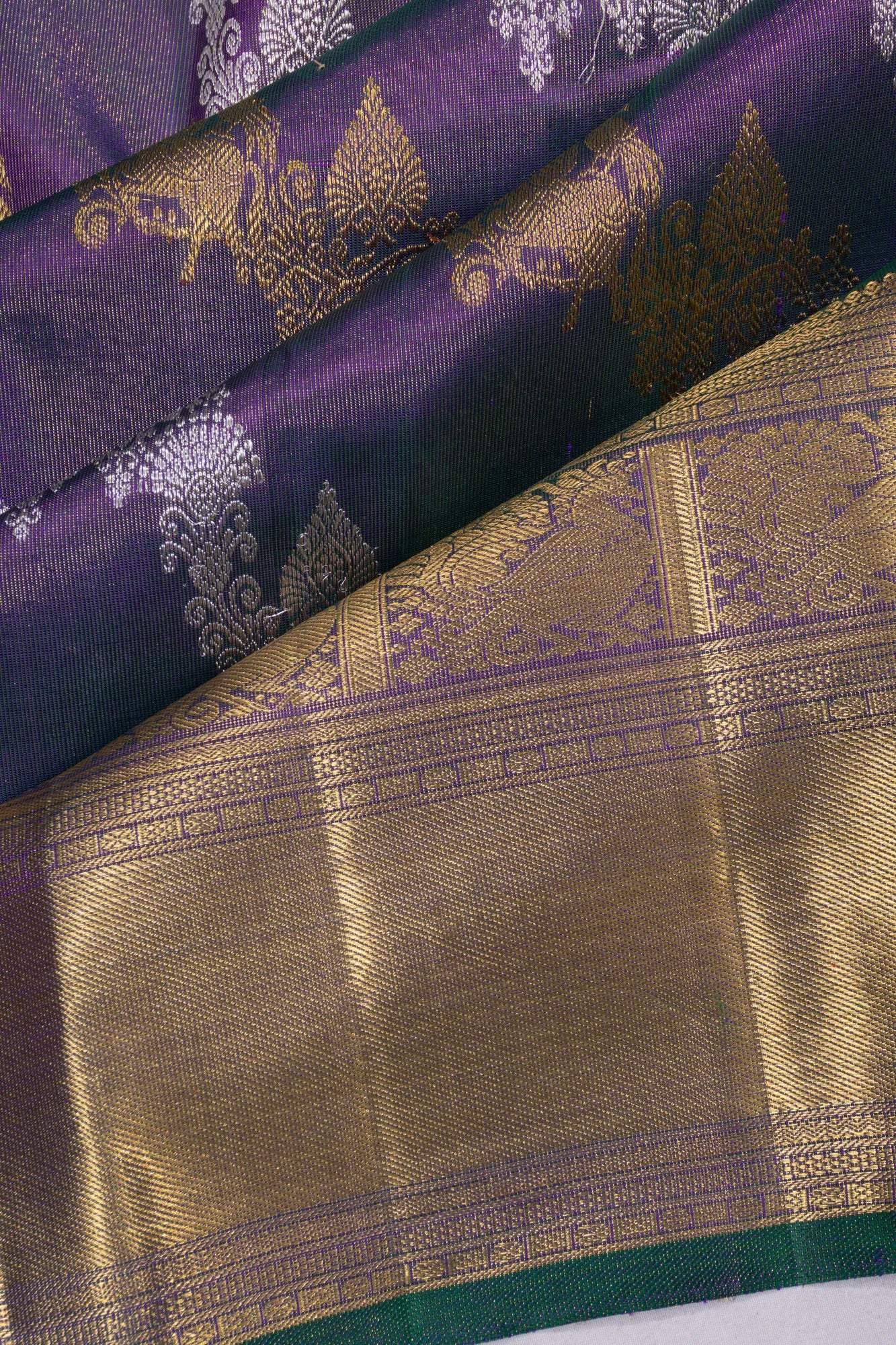 Kanchipuram Silk Tissue Jaal Blue Saree