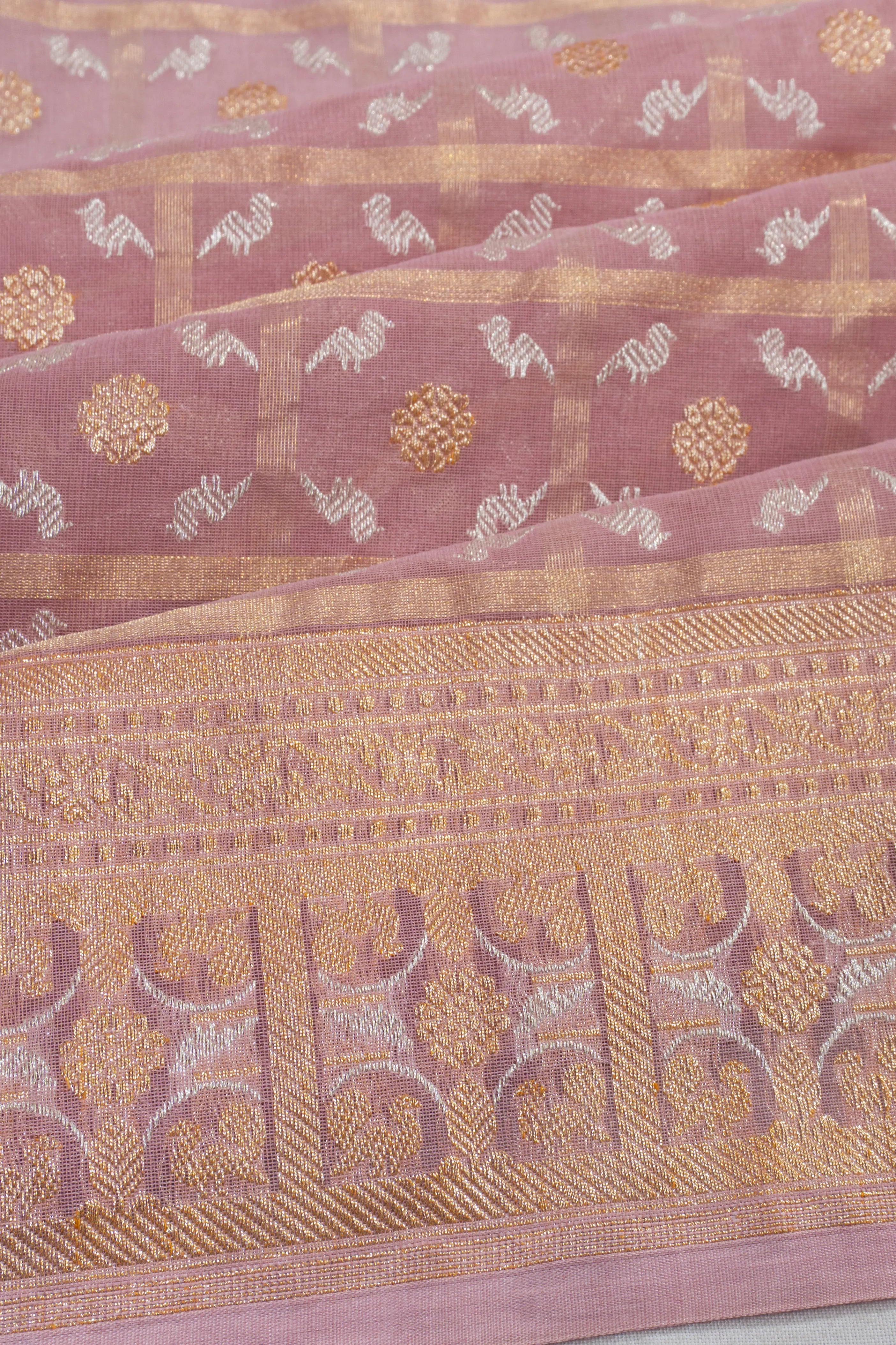Banarasi Kora Organza Brocade Lavender Saree