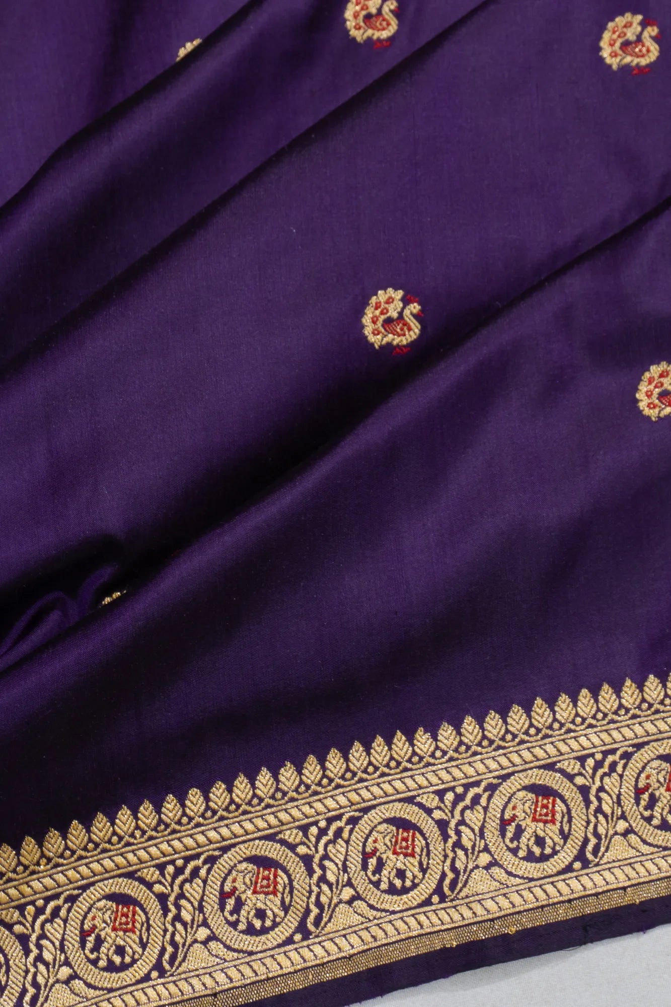 Banarasi Silk Kadwa Butta Violet Saree
