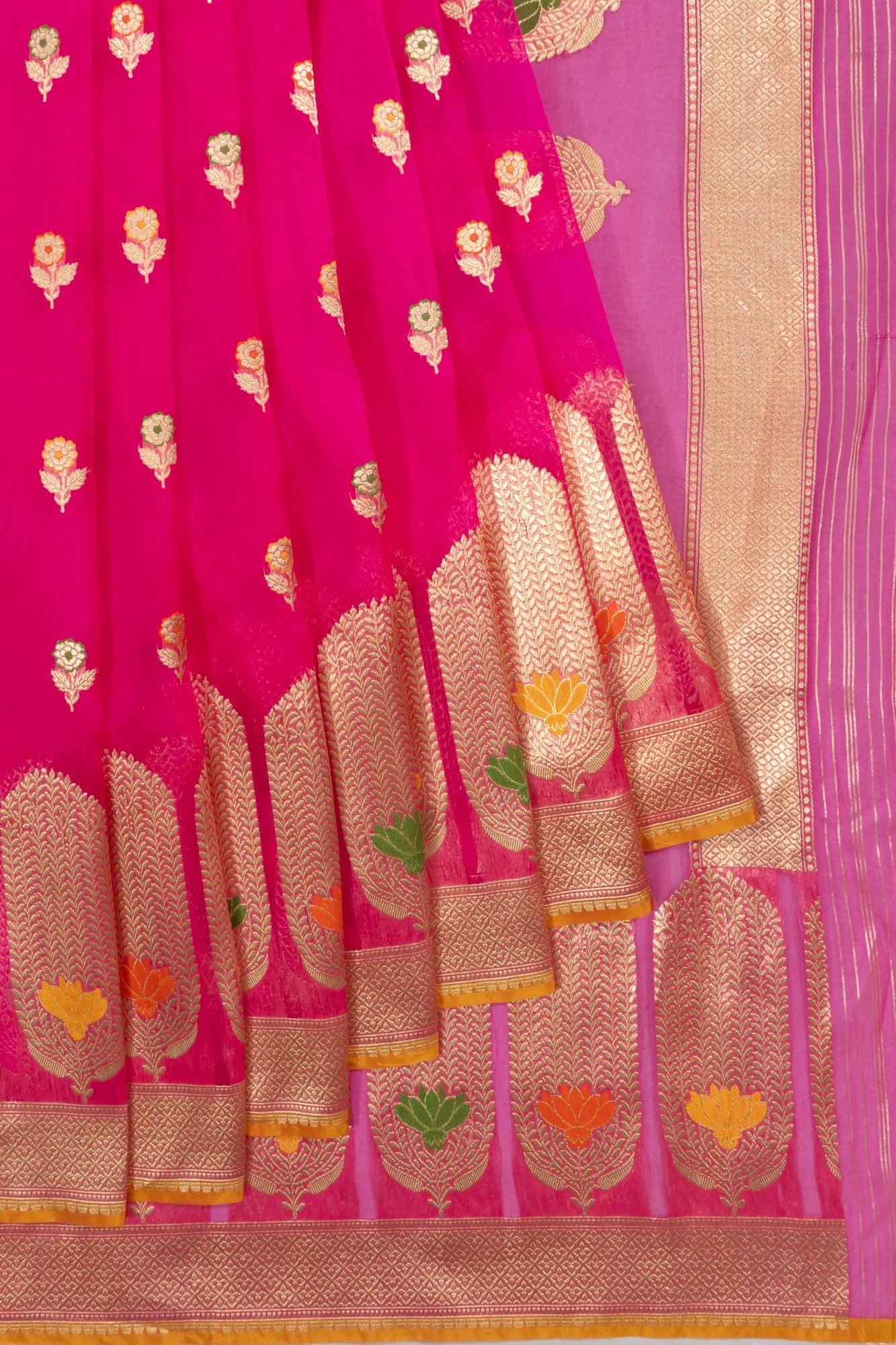 Banarasi Kora Organza Butta Rani Pink Saree