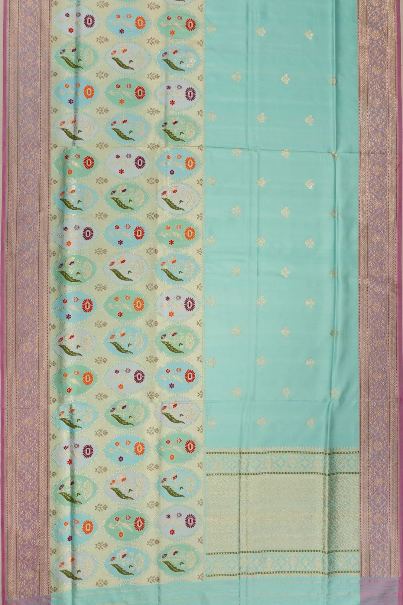 Banarasi Silk Brocade Sea Blue Saree