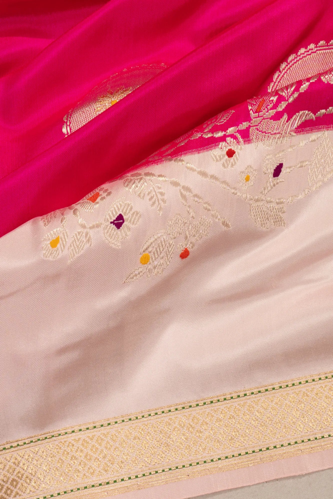 Banarasi Silk Butta Rani Pink Saree
