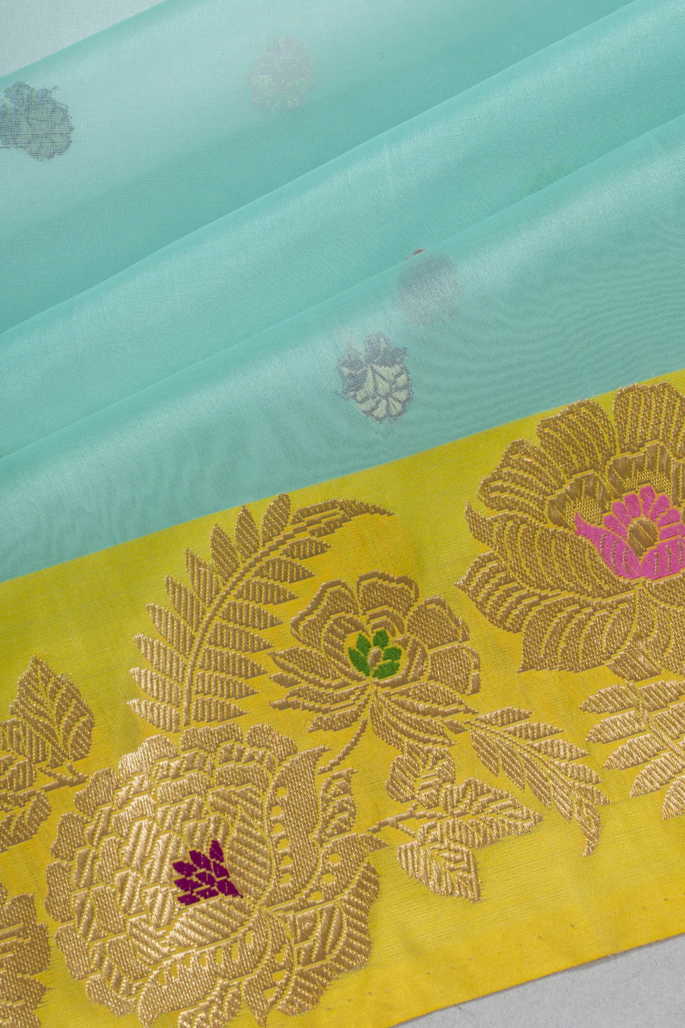 Banarasi Kora Organza Butta Blue Saree